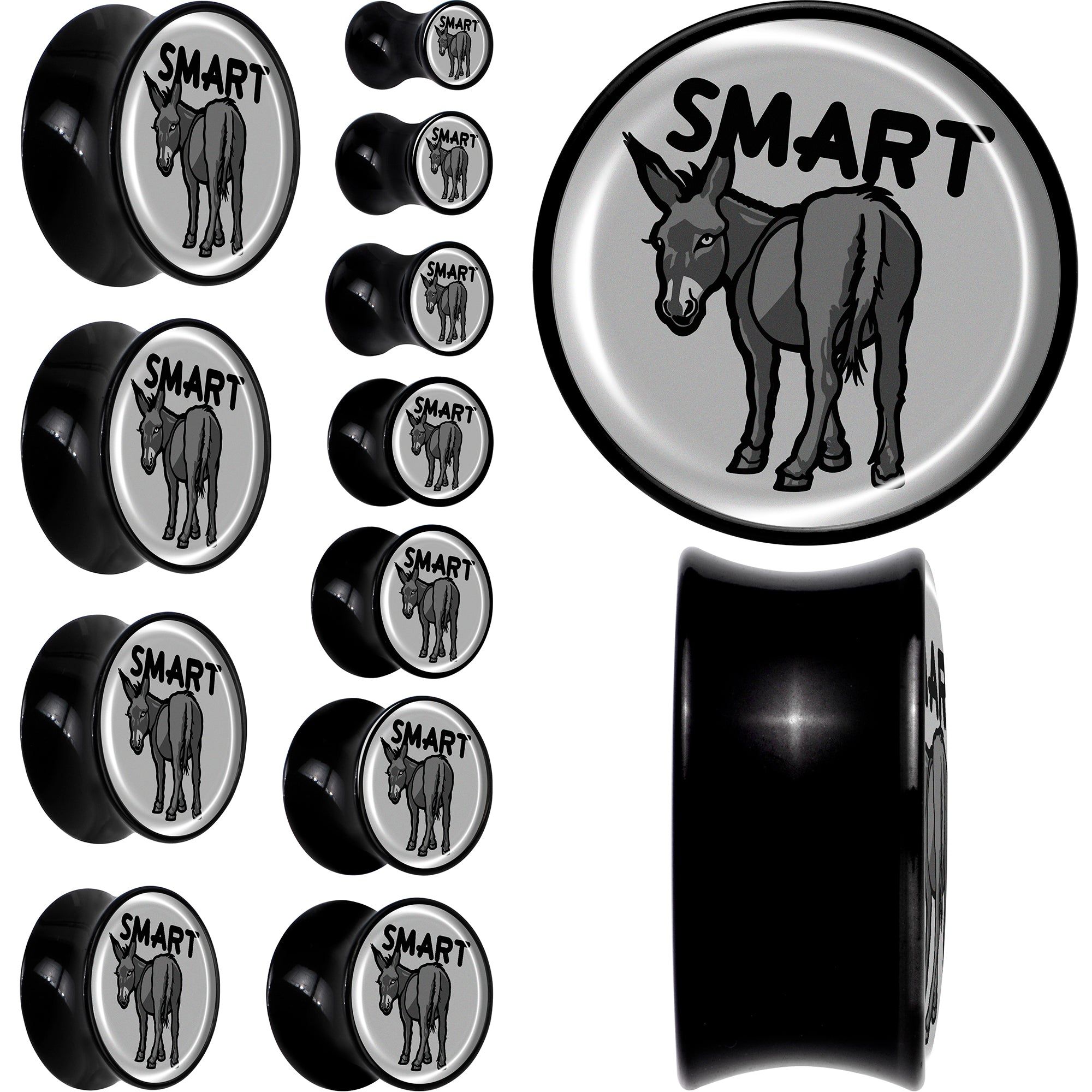 Donkey Smart Ass Black Acrylic Saddle Plug Set