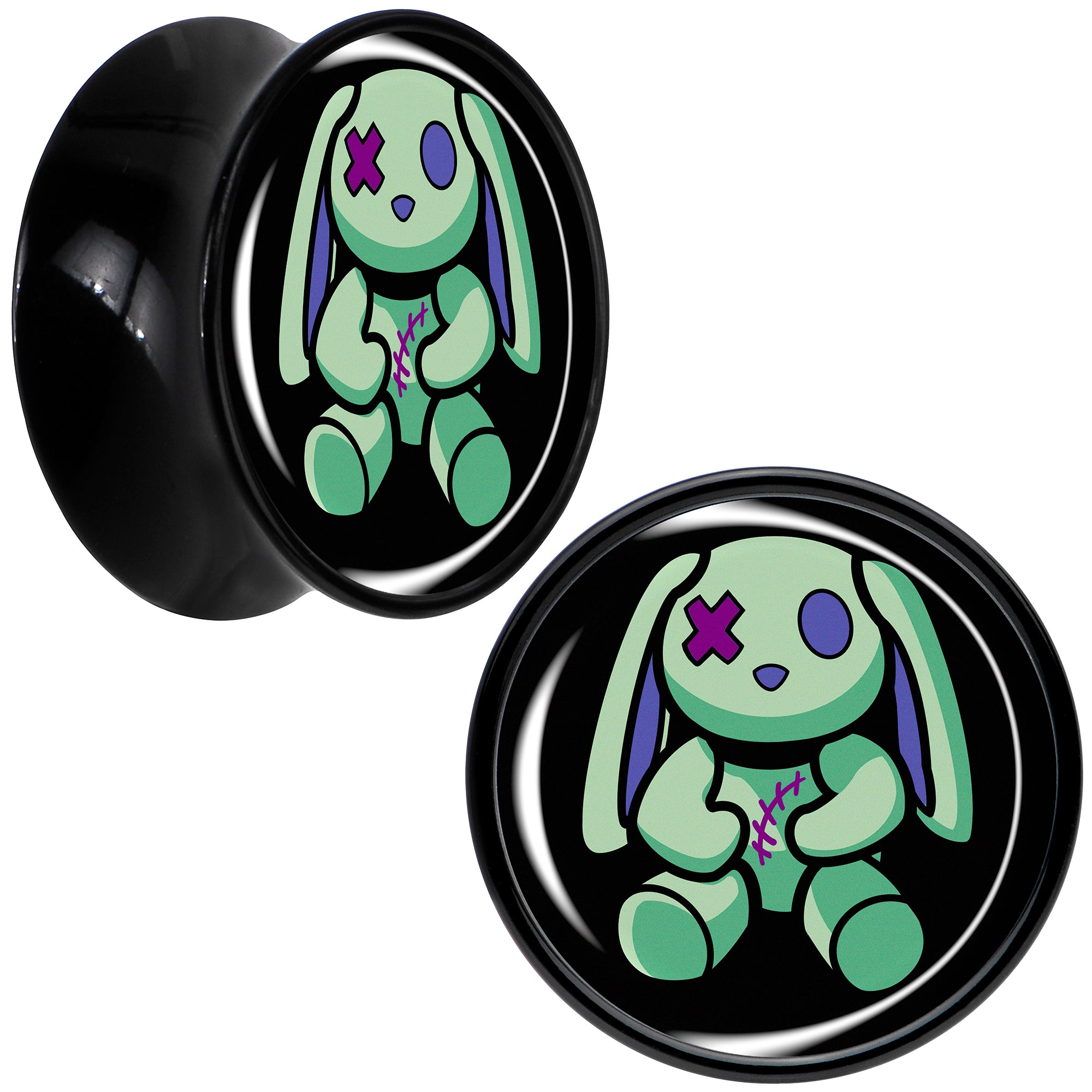 Zombie Bunny Black Acrylic Saddle Plug Set