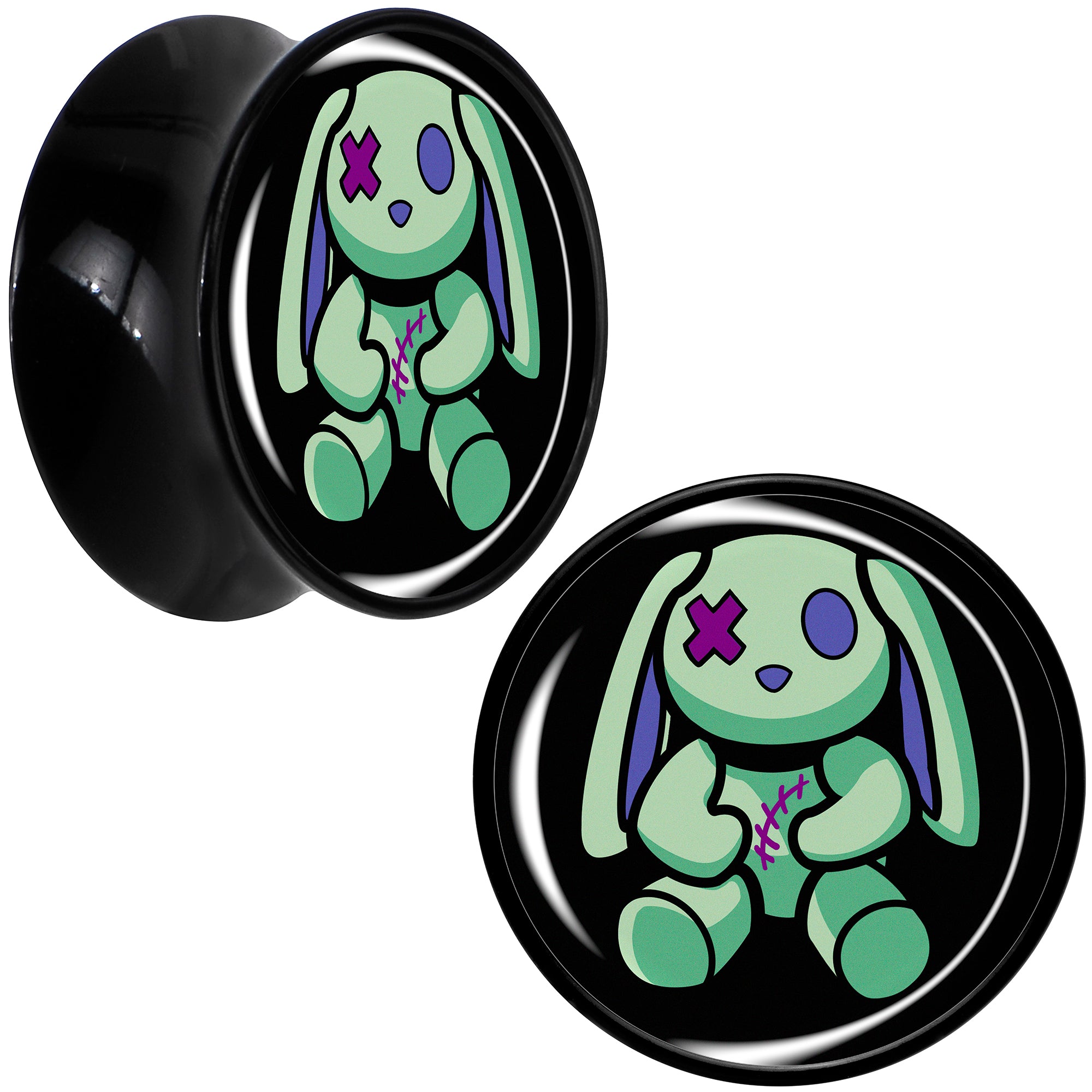 Zombie Bunny Black Acrylic Saddle Plug Set