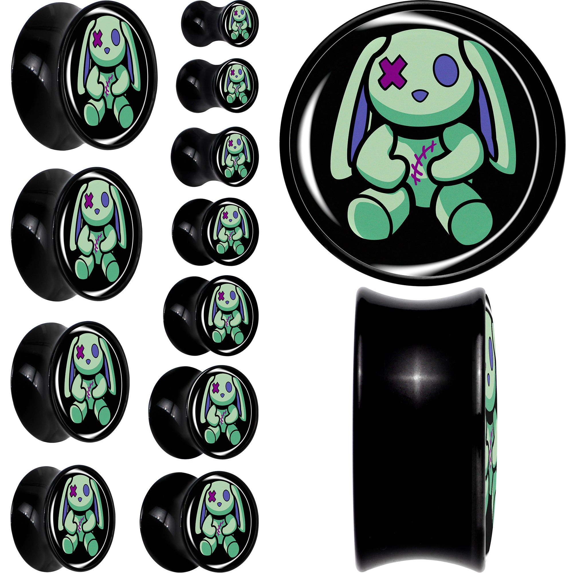 Zombie Bunny Black Acrylic Saddle Plug Set