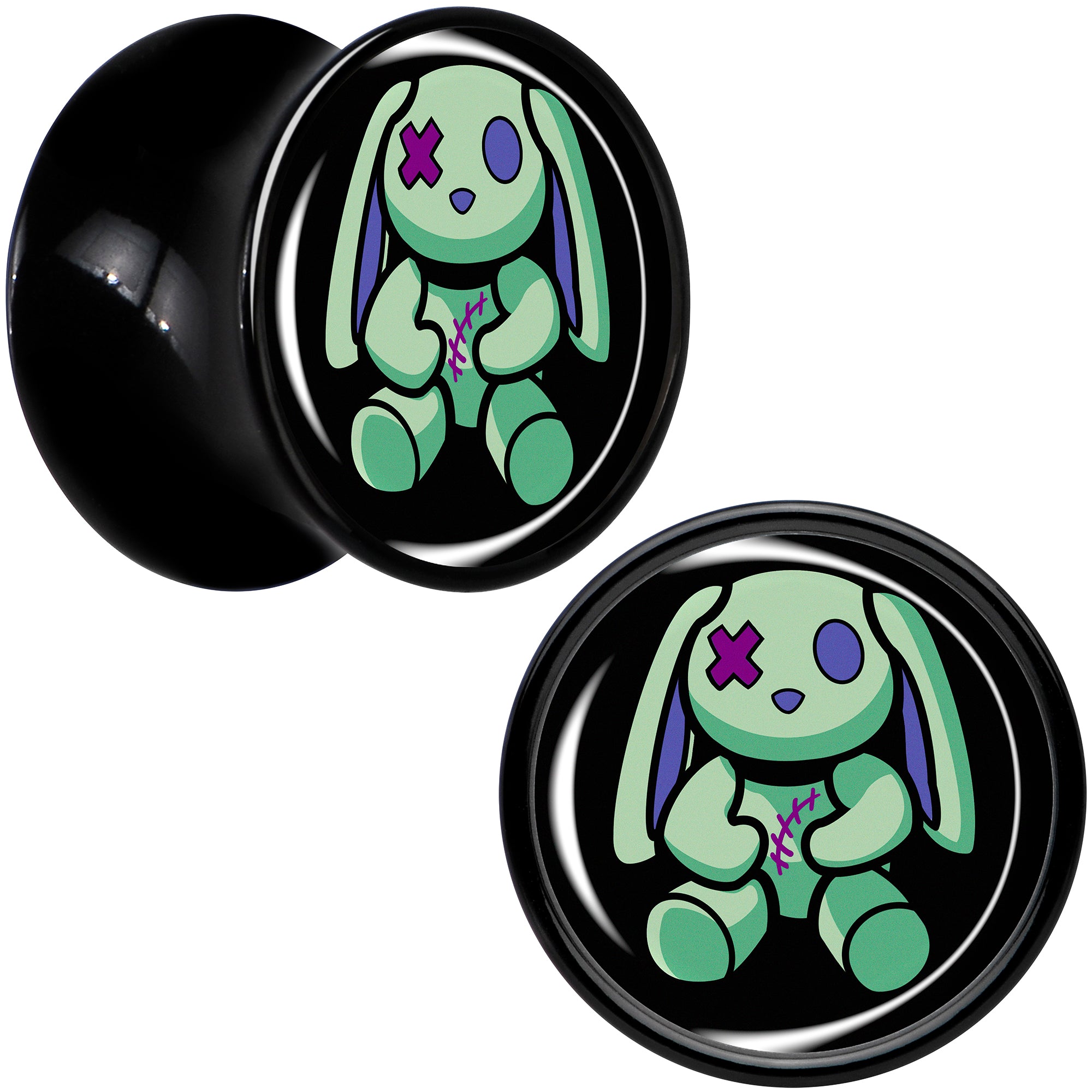 Zombie Bunny Black Acrylic Saddle Plug Set