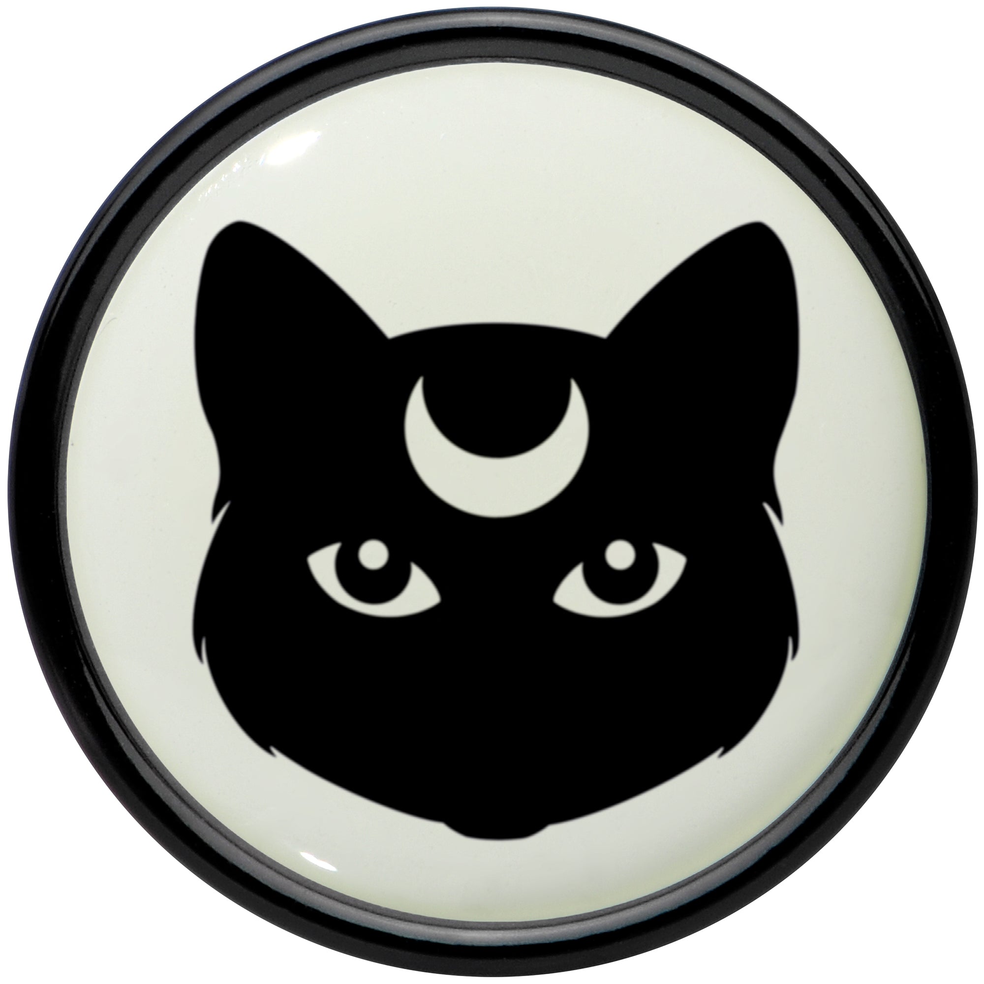 Glow in the Dark Mystic Kitty Cat Black Acrylic Saddle Plug Set