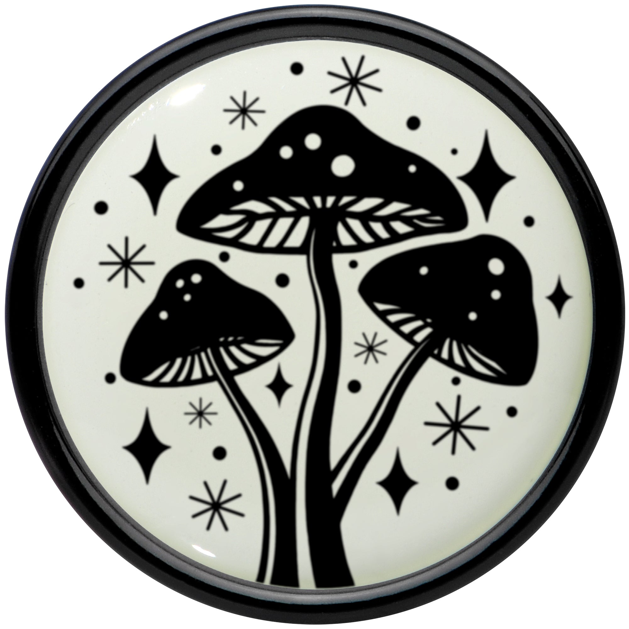 Glow in the Dark Mystic Mushroom Black Acrylic Saddle Plug Set