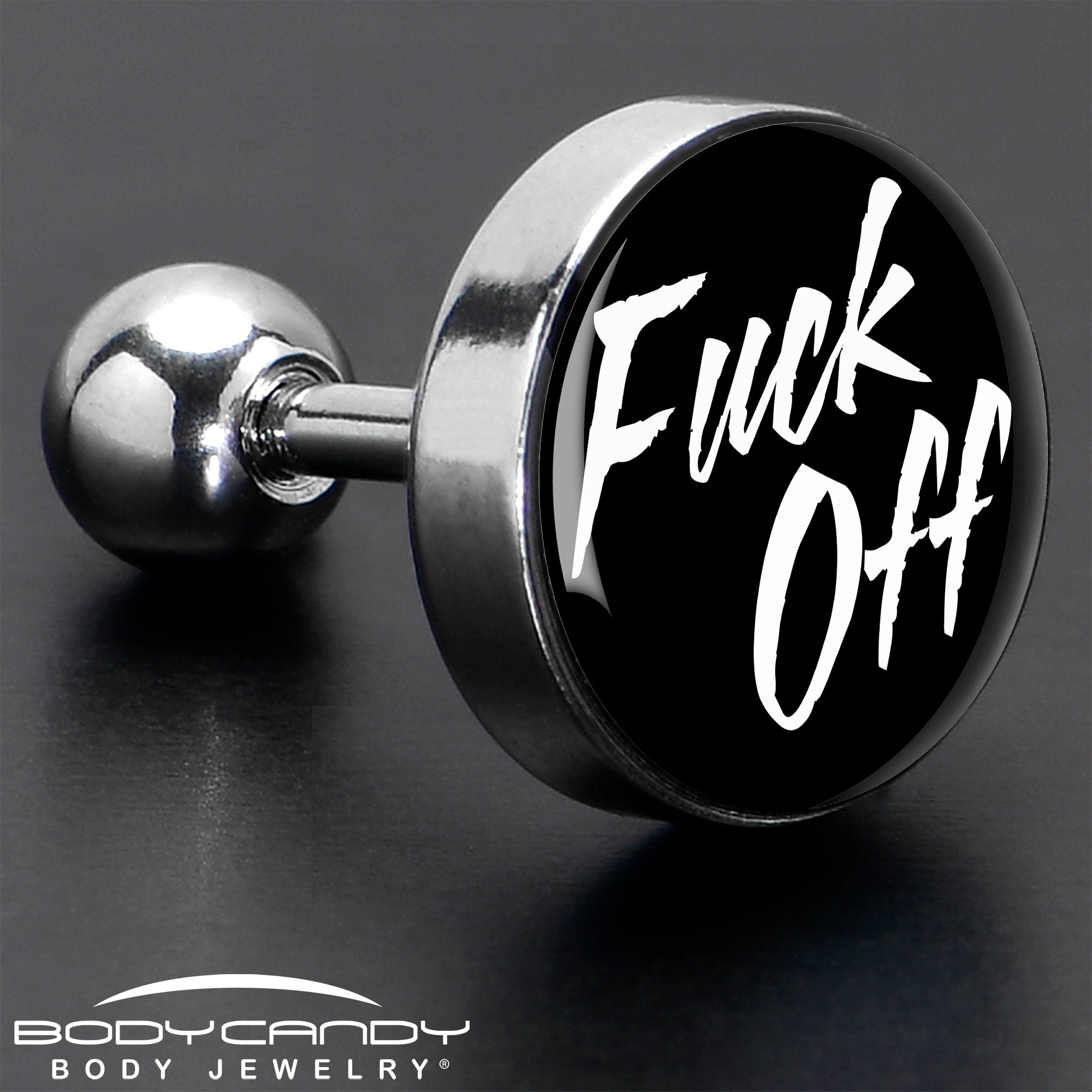 16 Gauge Black F*ck Off Tragus Cartilage Earring