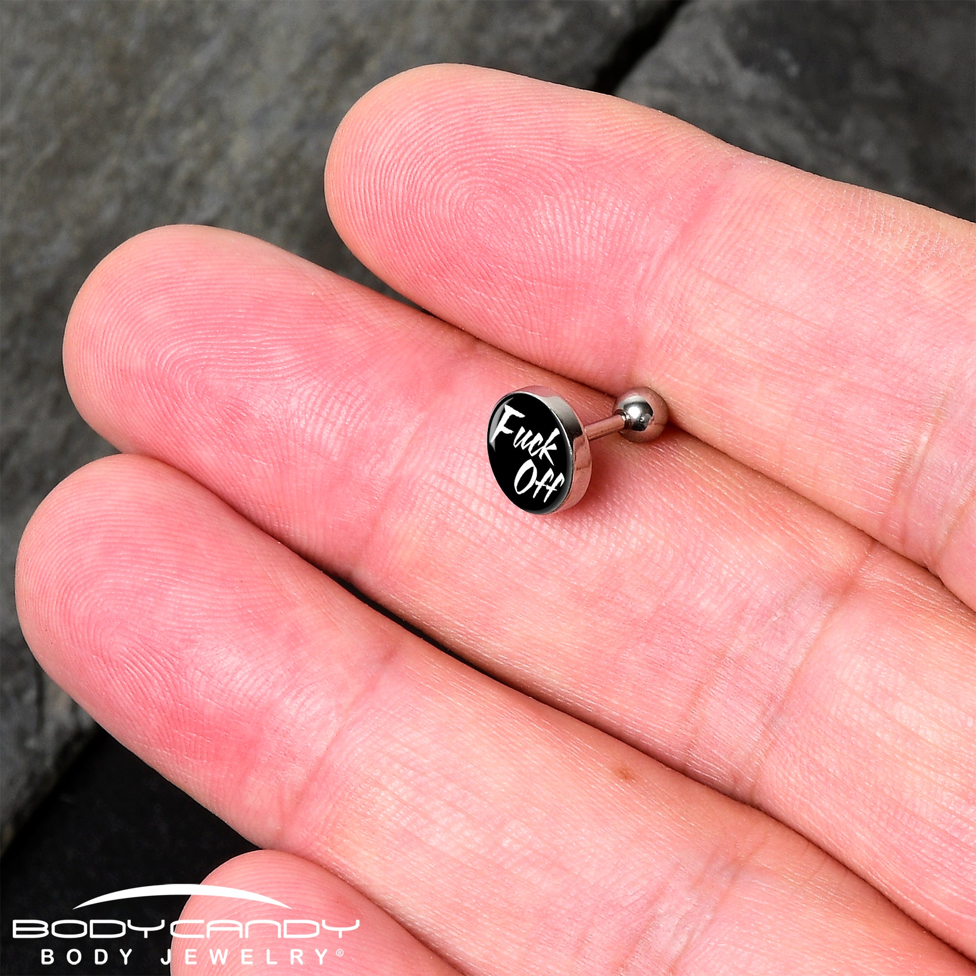 16 Gauge Black F*ck Off Tragus Cartilage Earring