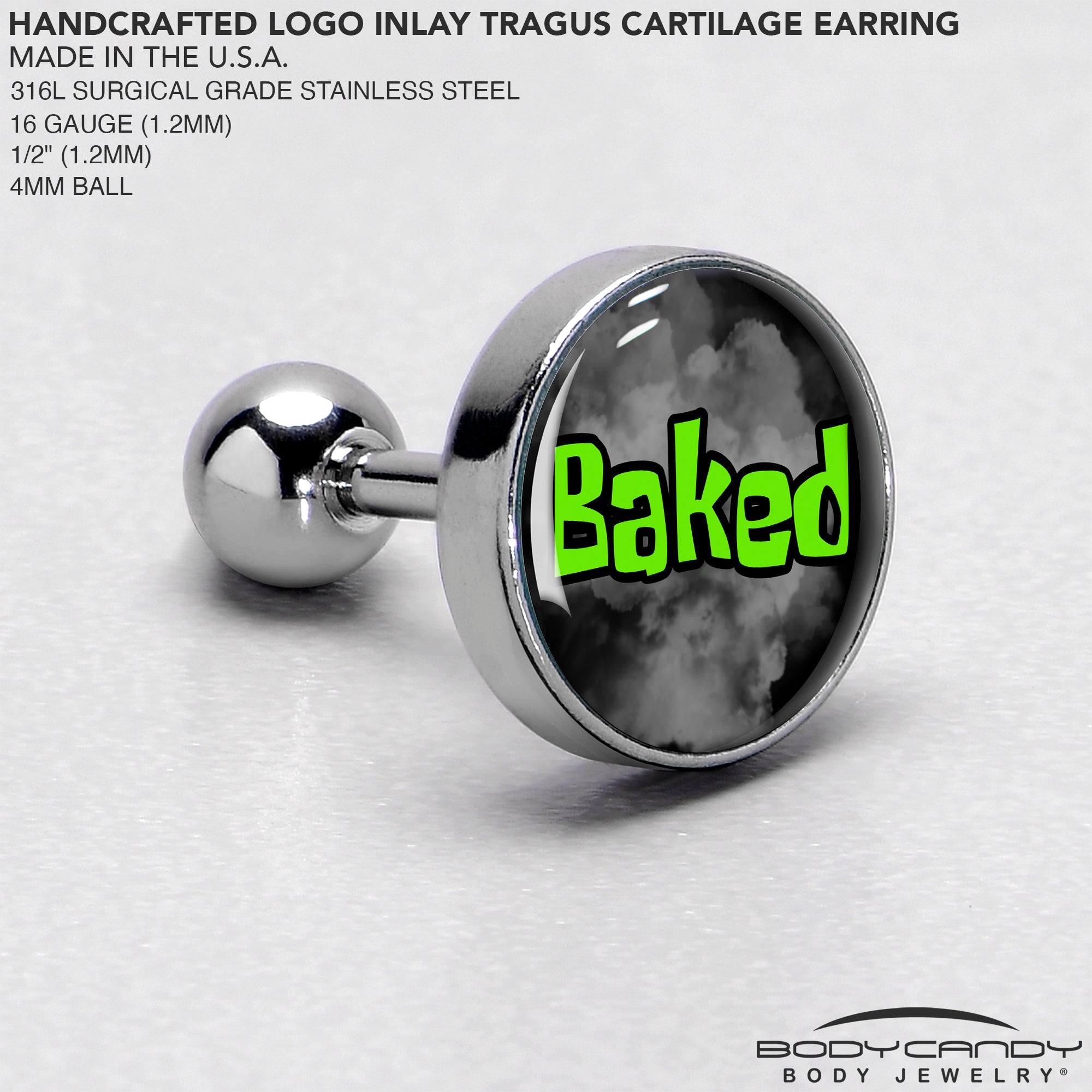 Trendy Baked Stoner Tragus Earring 16 Gauge