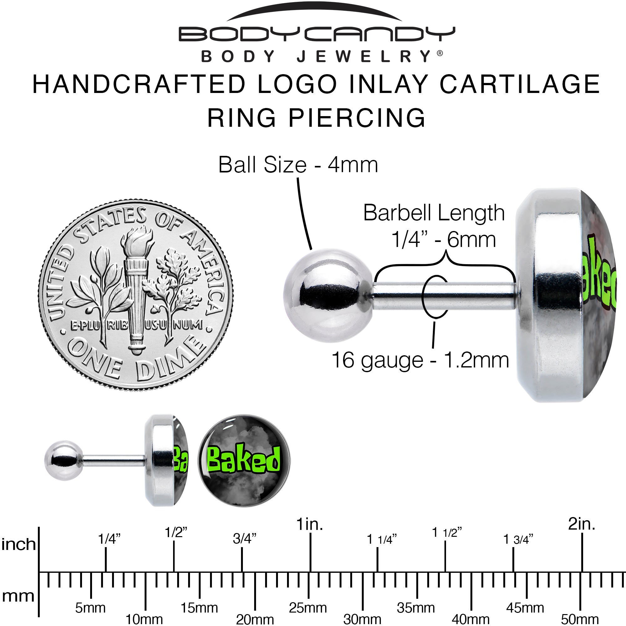 Stylish 16 Gauge Tragus Earring for Cartilage