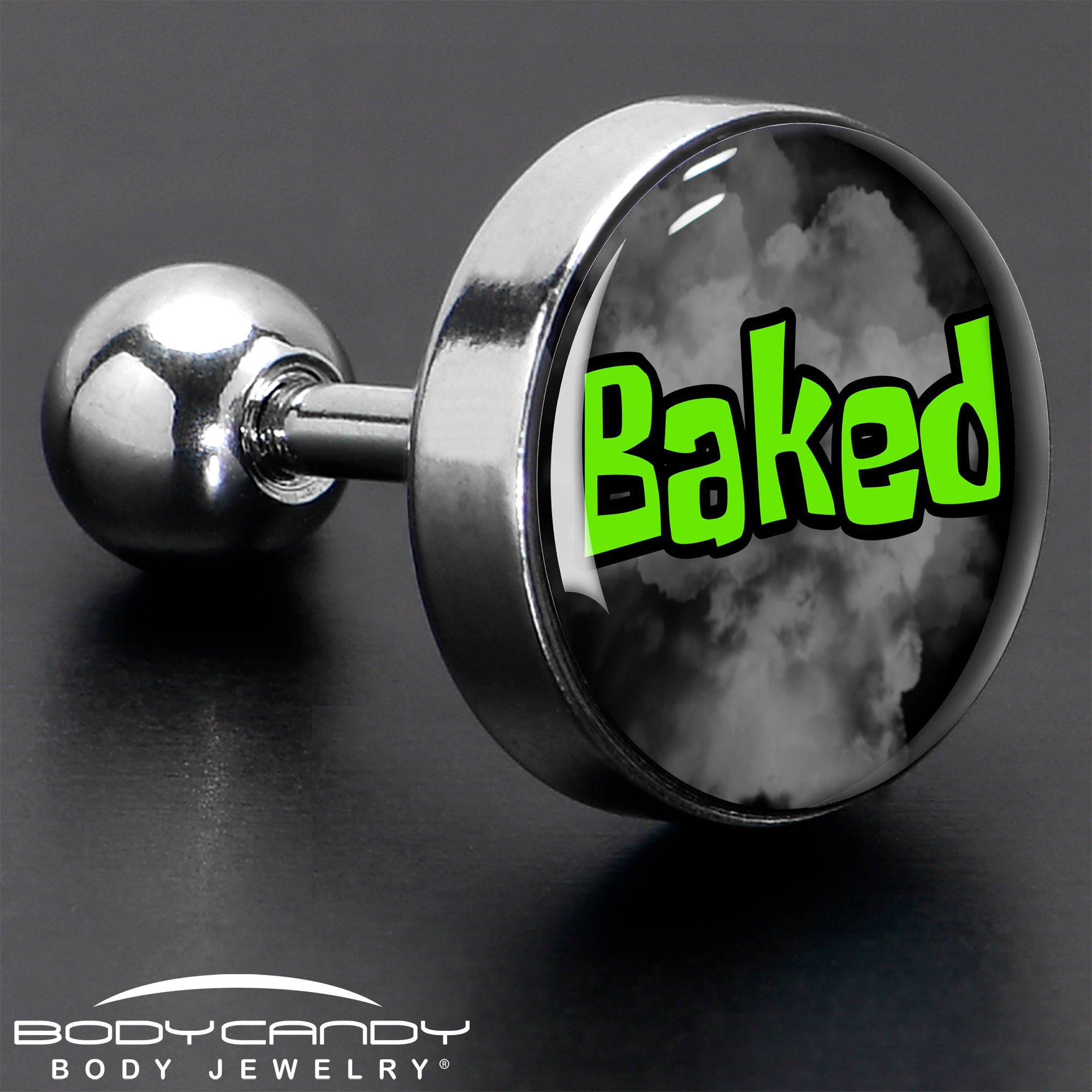 Baked Stoner Logo Tragus Earring 16 Gauge