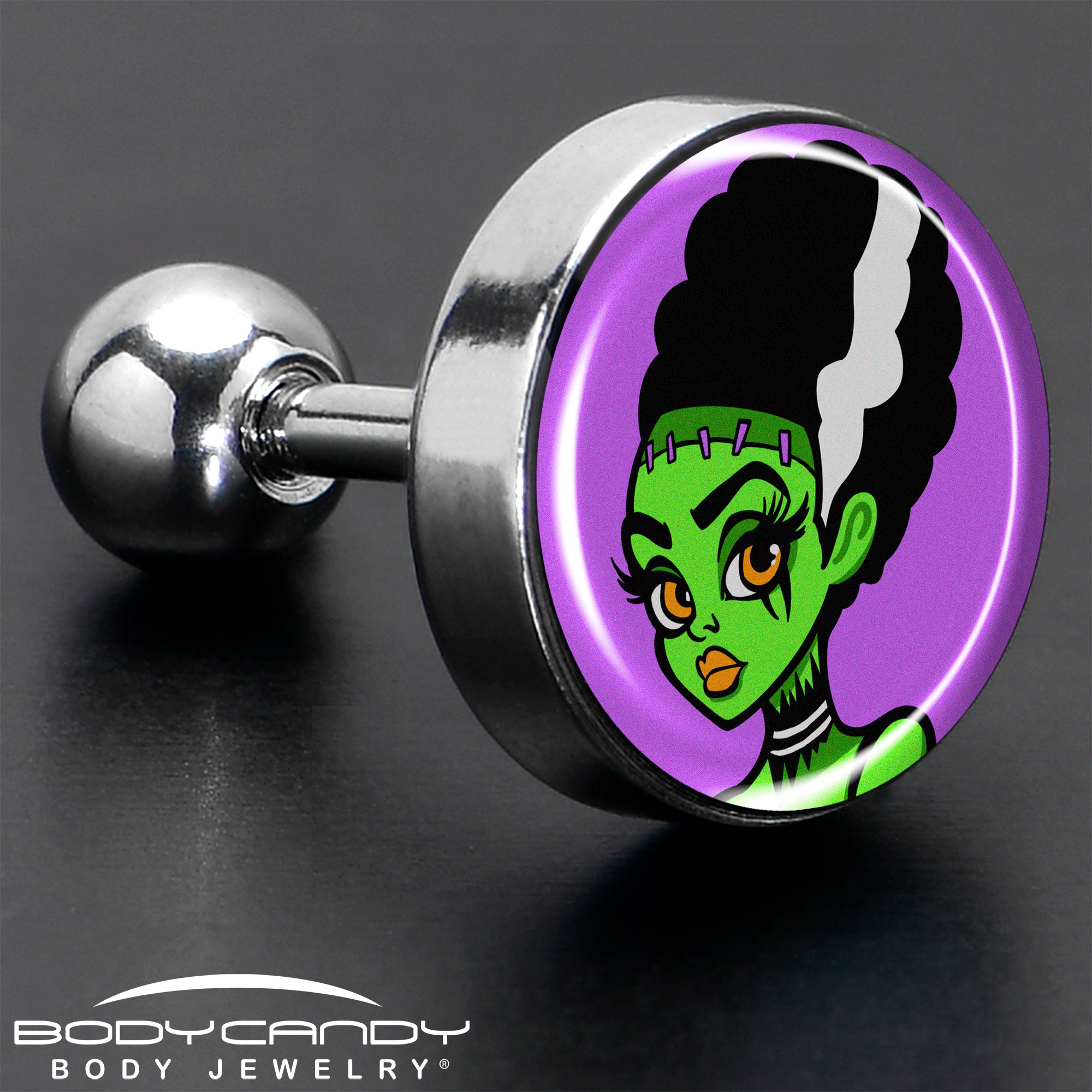 Spooky Bride of Frankenstein Tragus Earring - 16 Gauge 1/4 Inch Handmade Design