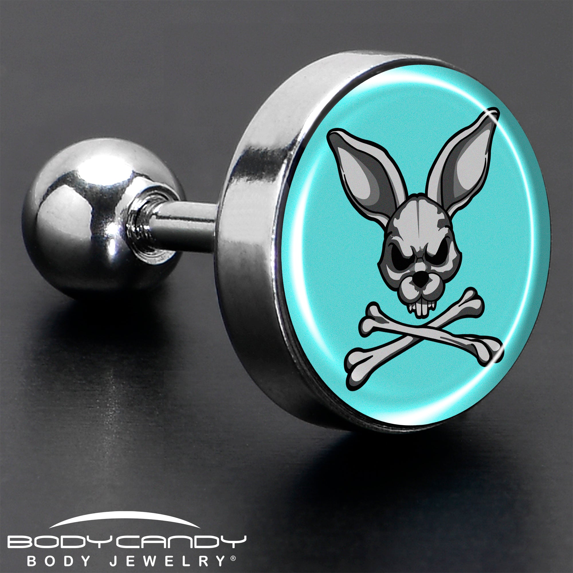 Stylish 16 Gauge Bunny and Crossbones Cartilage Stud Earring