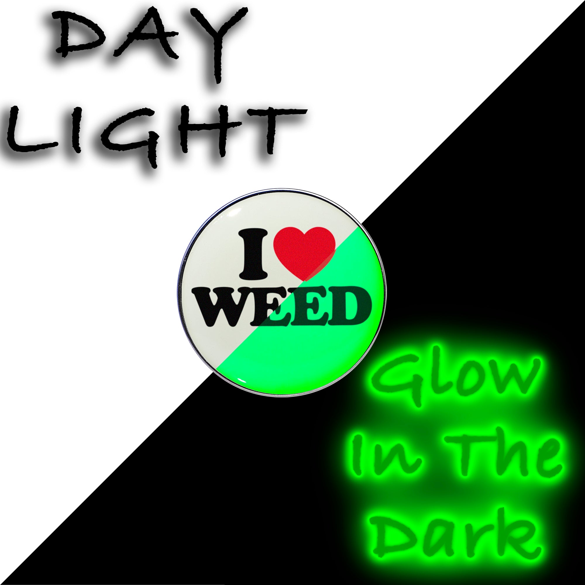 Glow in the dark I Love Weed cartilage earring 16 gauge 1/4