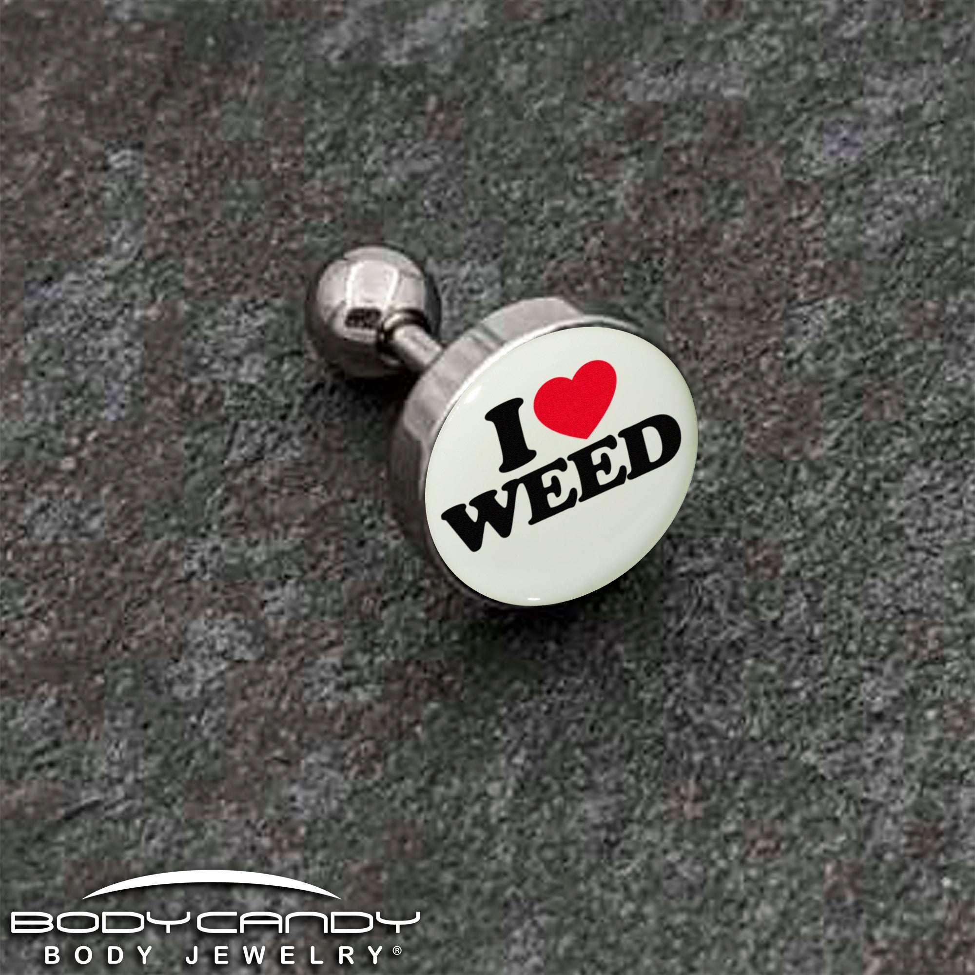 I Love Weed glow in the dark cartilage earring 16 gauge