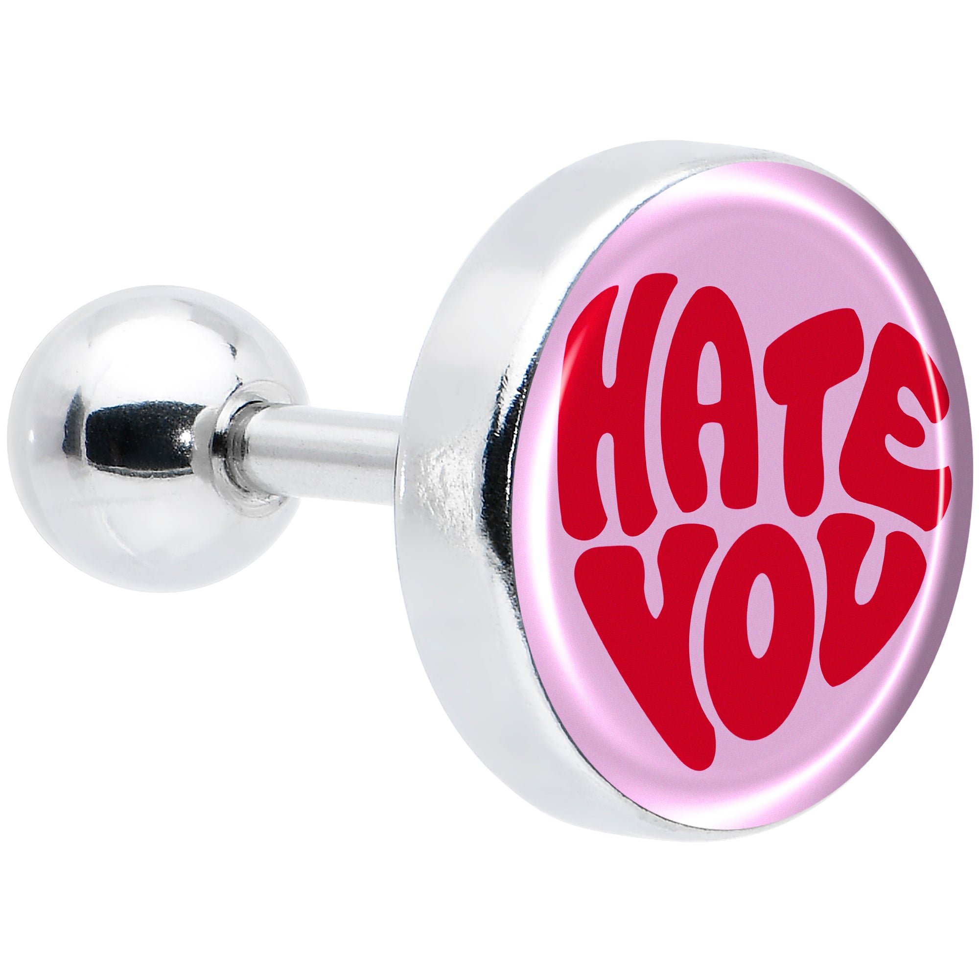 16 Gauge 1/4 Retro Text Hate You Tragus Cartilage Earring