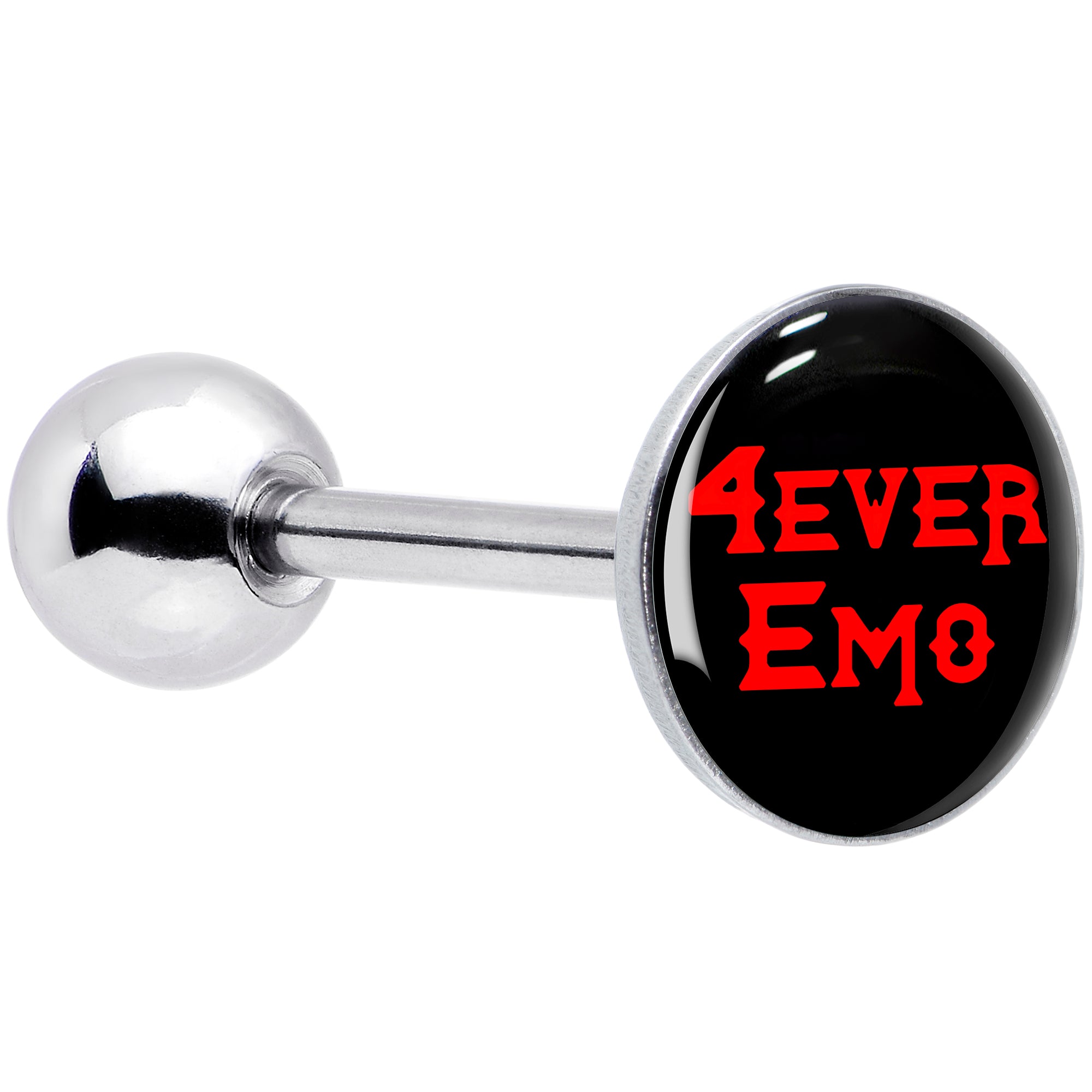 Black Red 4 Ever Emo Barbell Tongue Ring