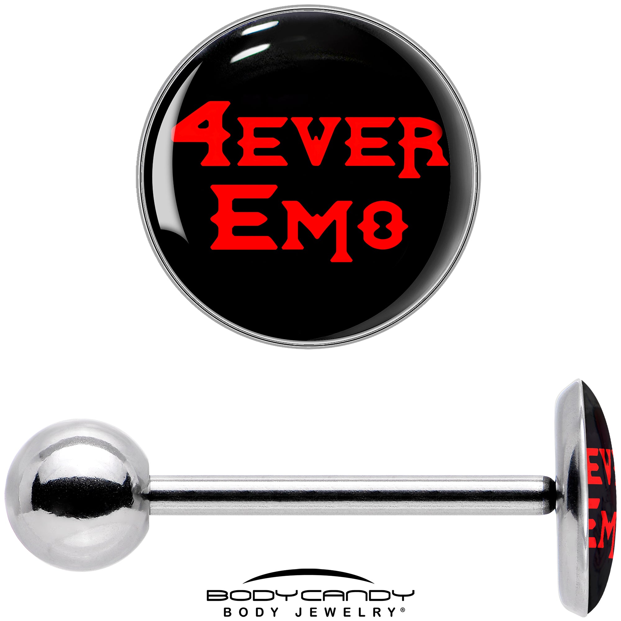 Black Red 4 Ever Emo Barbell Tongue Ring