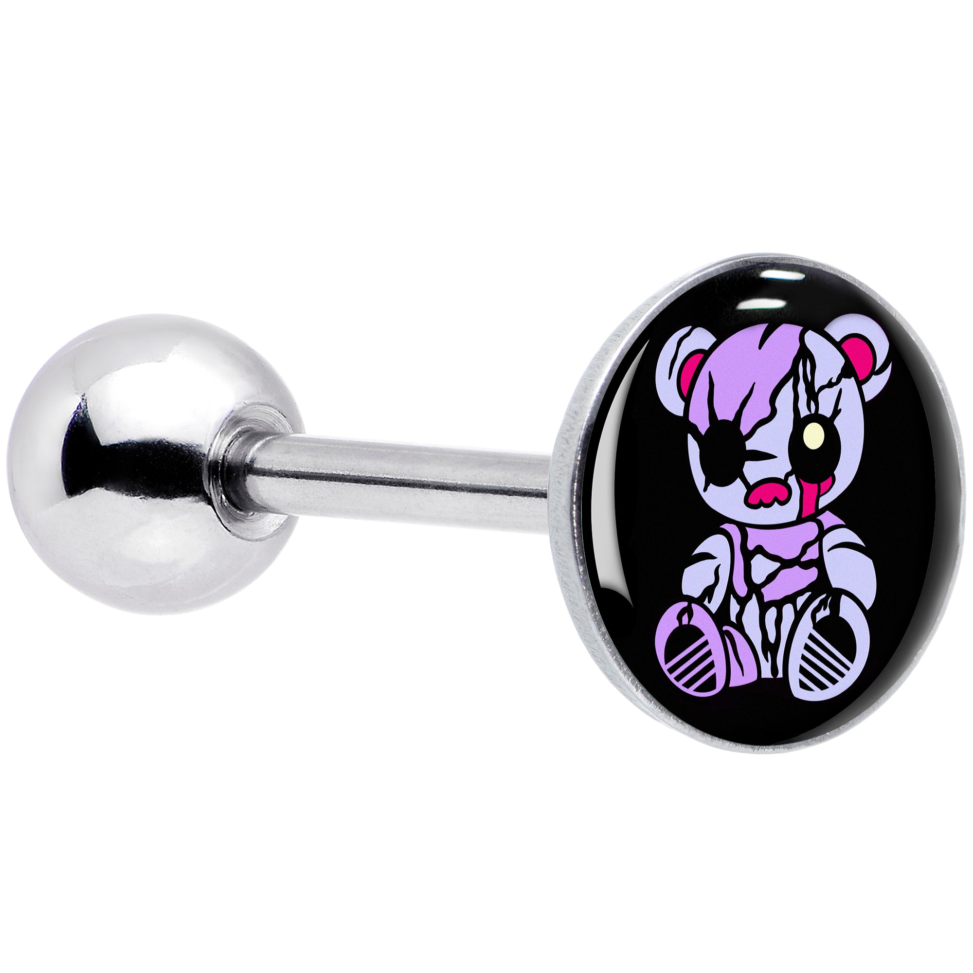 Attitude Teddy Bear Barbell Tongue Ring