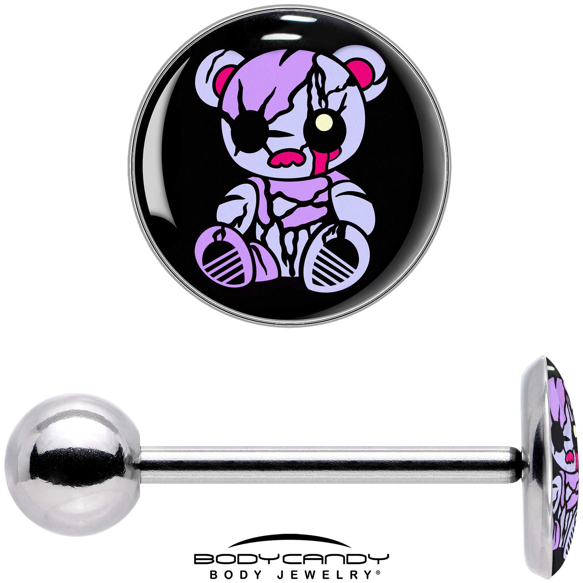 Attitude Teddy Bear Barbell Tongue Ring