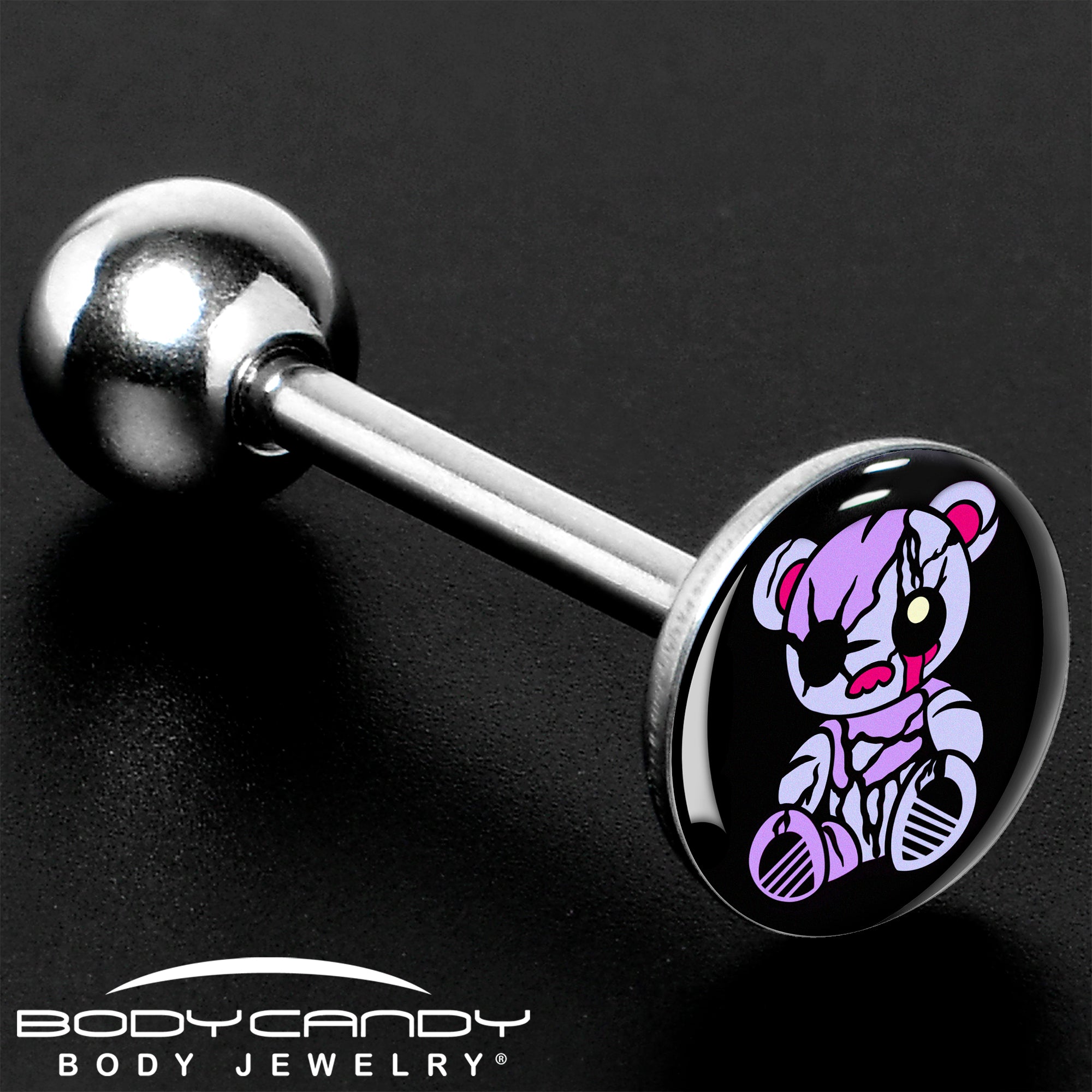 Attitude Teddy Bear Barbell Tongue Ring