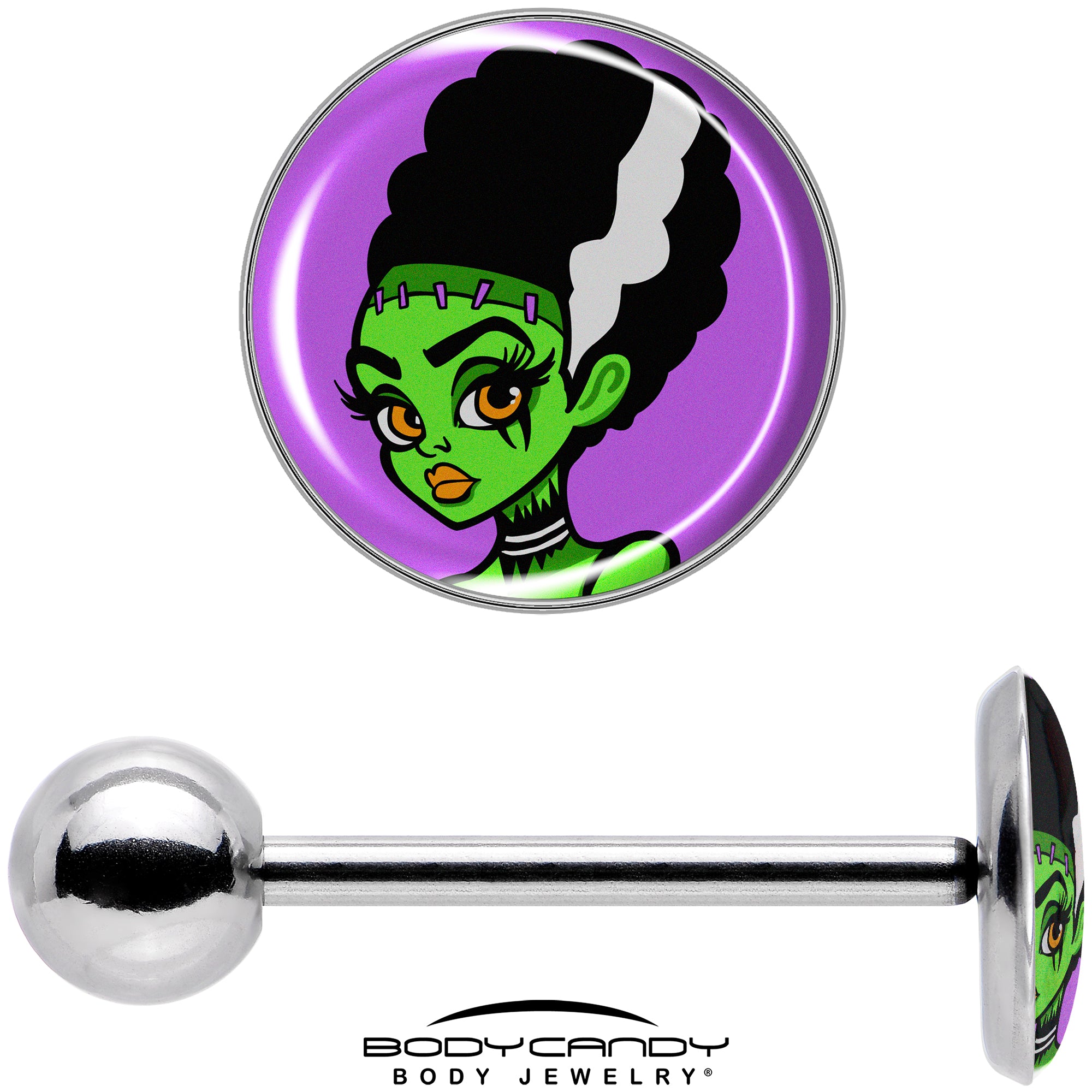 Vintage Horror Bride of Frankenstein Barbell Tongue Ring for Pierced Tongue