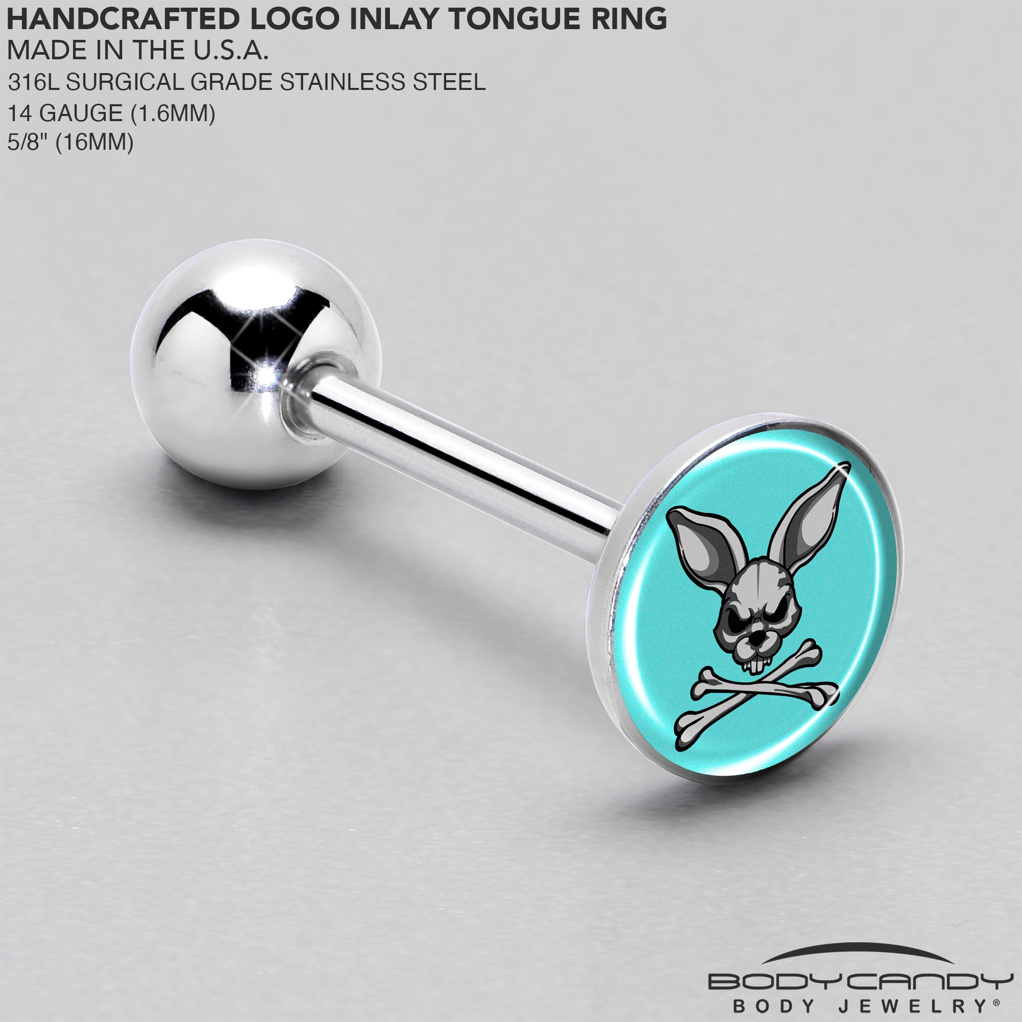 Trendy Bunny and Crossbones Barbell Tongue Ring for body piercings