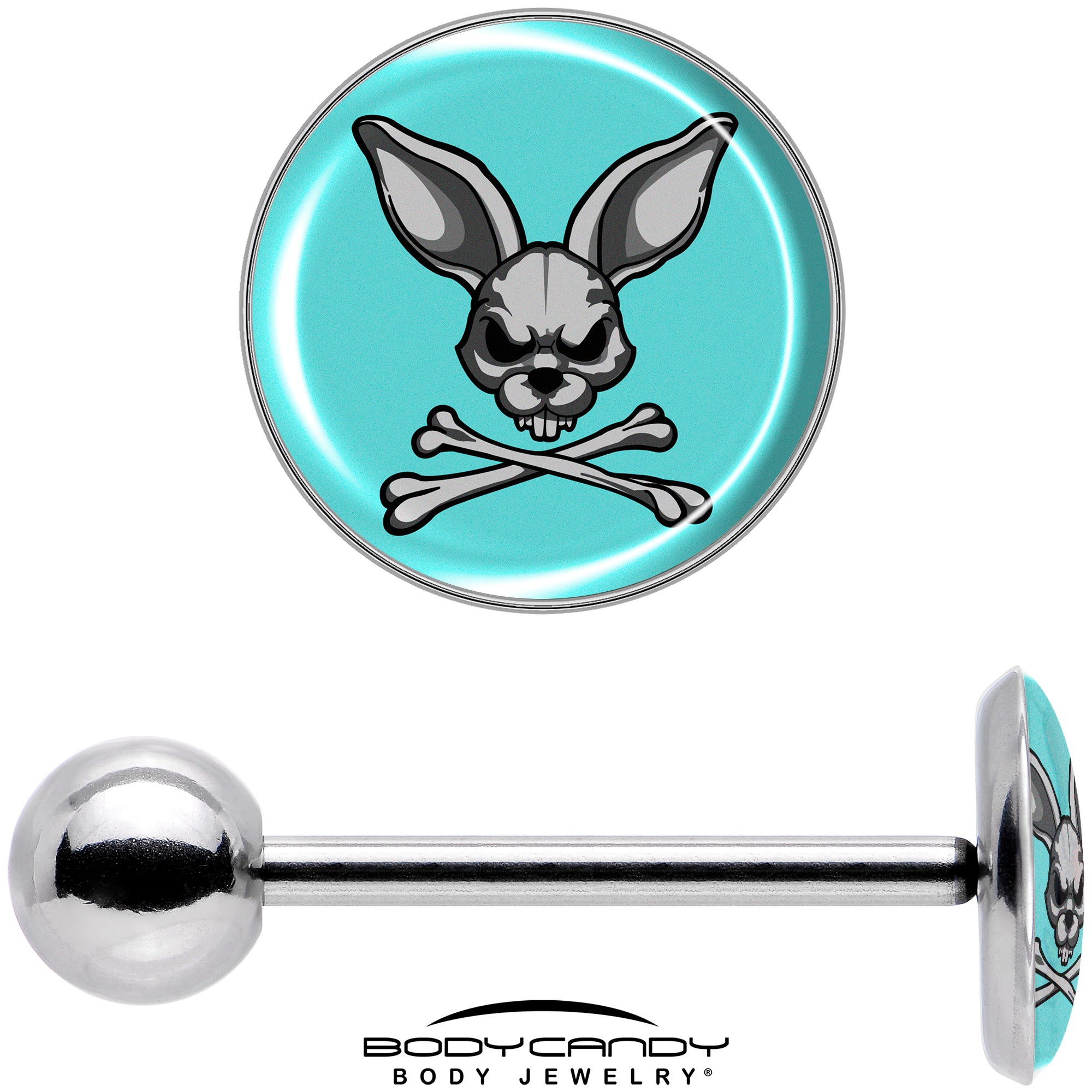 Stylish Bunny and Crossbones Barbell Tongue Ring for tongue piercings