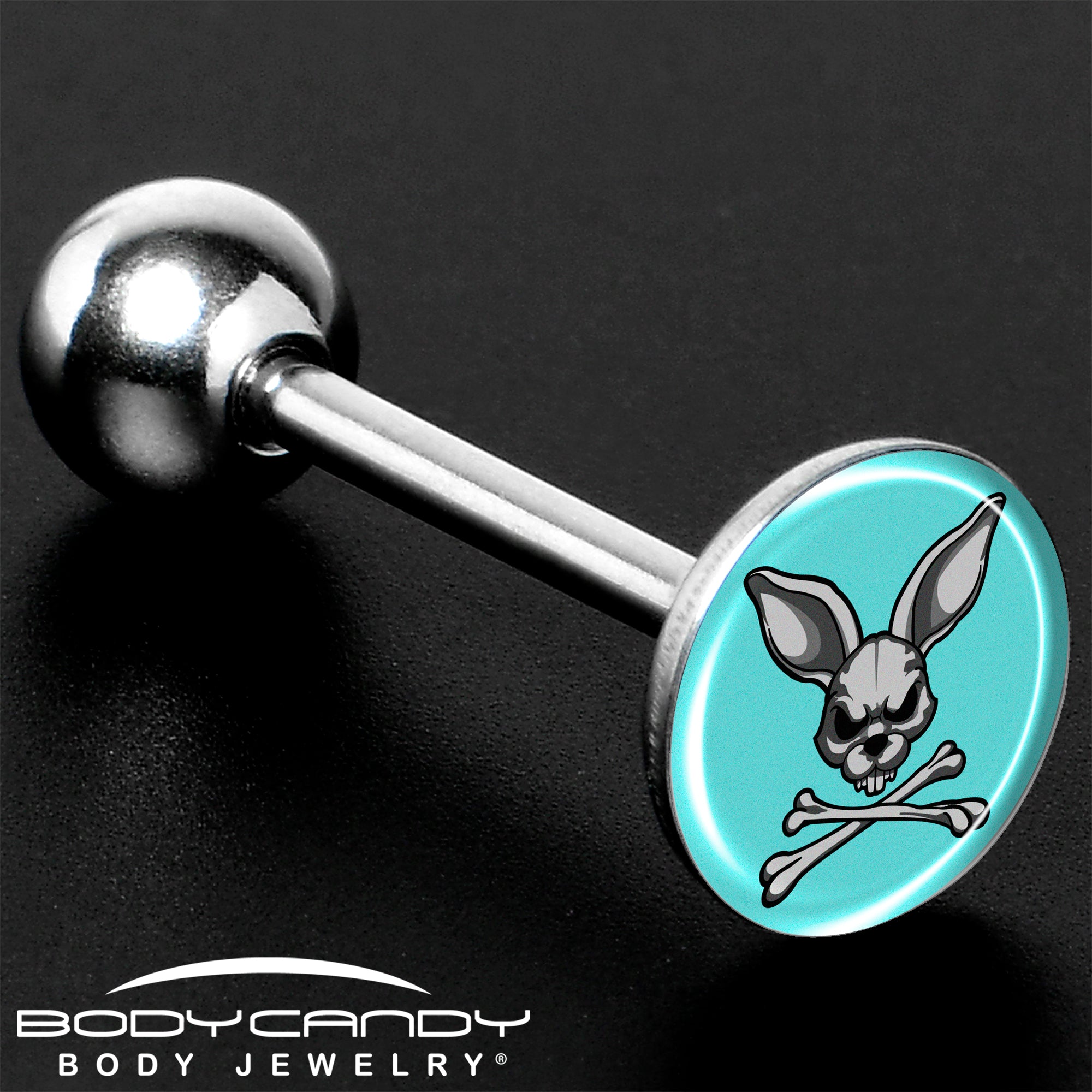 Bunny and Crossbones Barbell Tongue Ring Made in USA