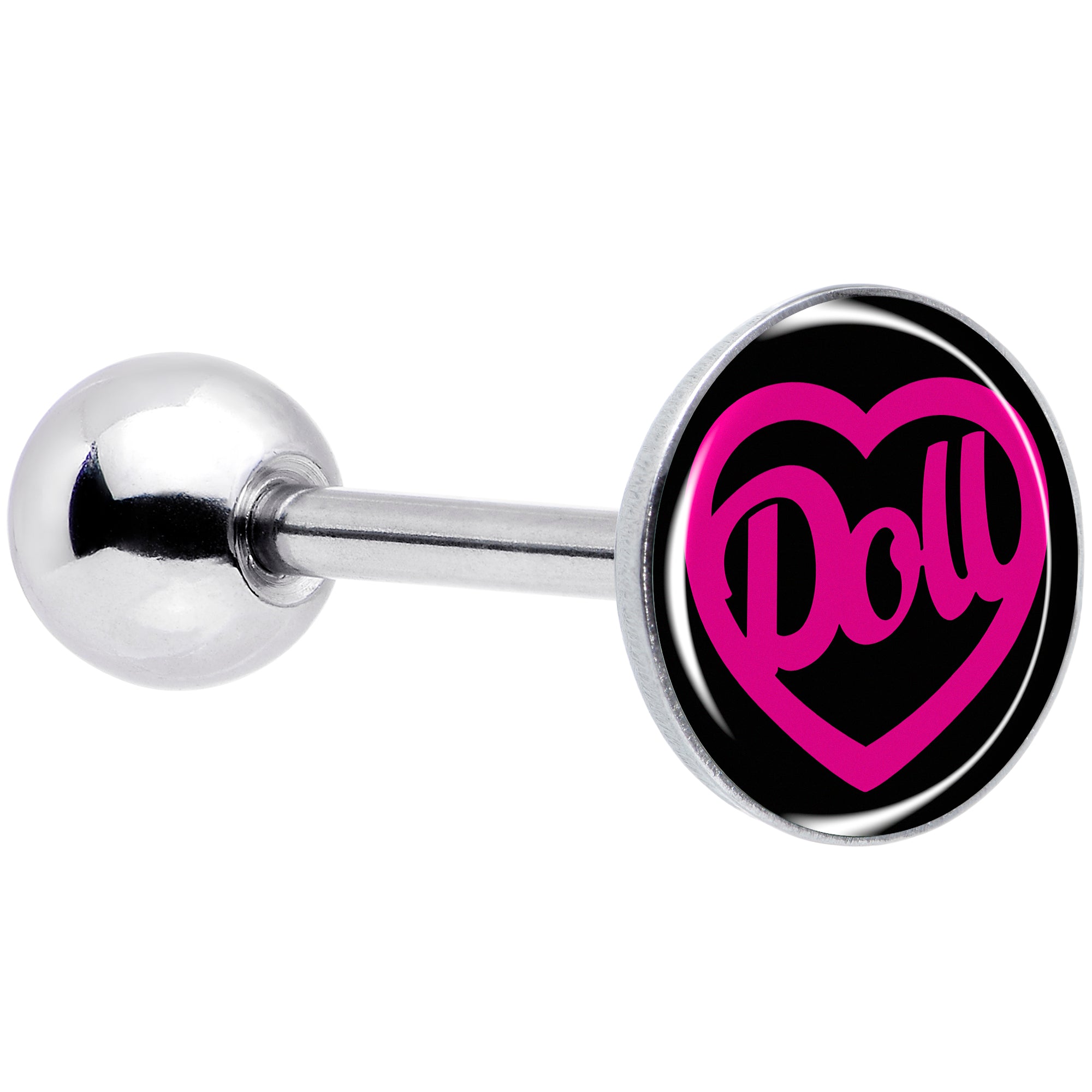 Hollow Heart Doll Word Barbell Tongue Ring