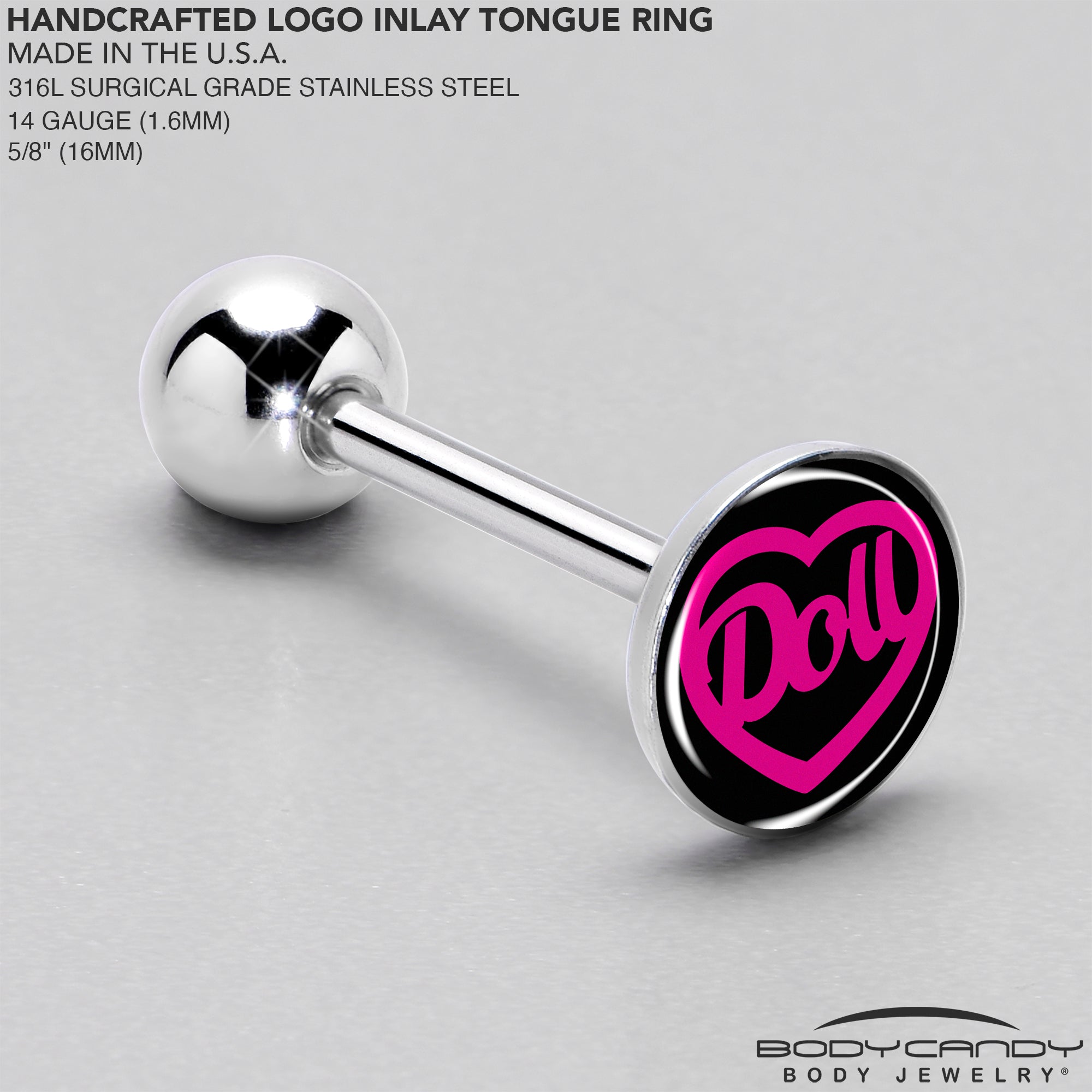 Hollow Heart Doll Word Barbell Tongue Ring