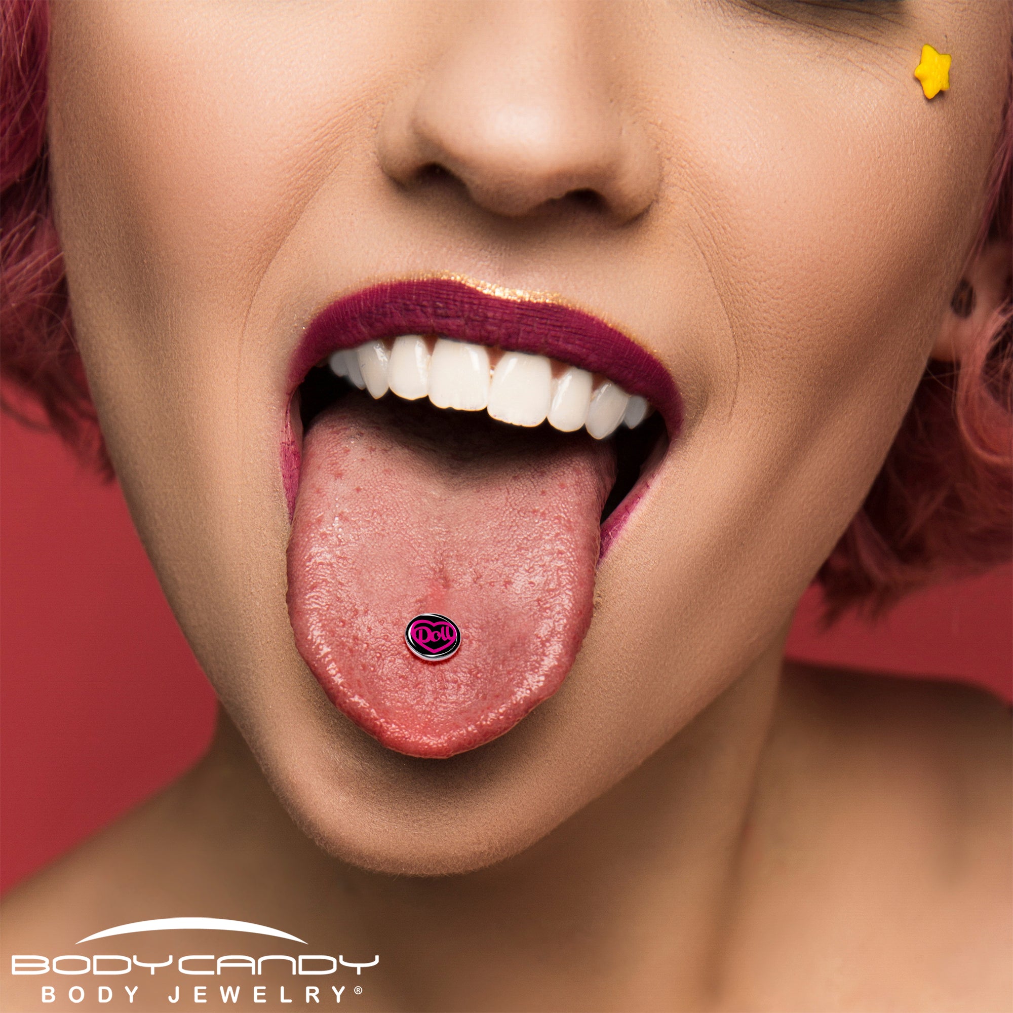 Hollow Heart Doll Word Barbell Tongue Ring