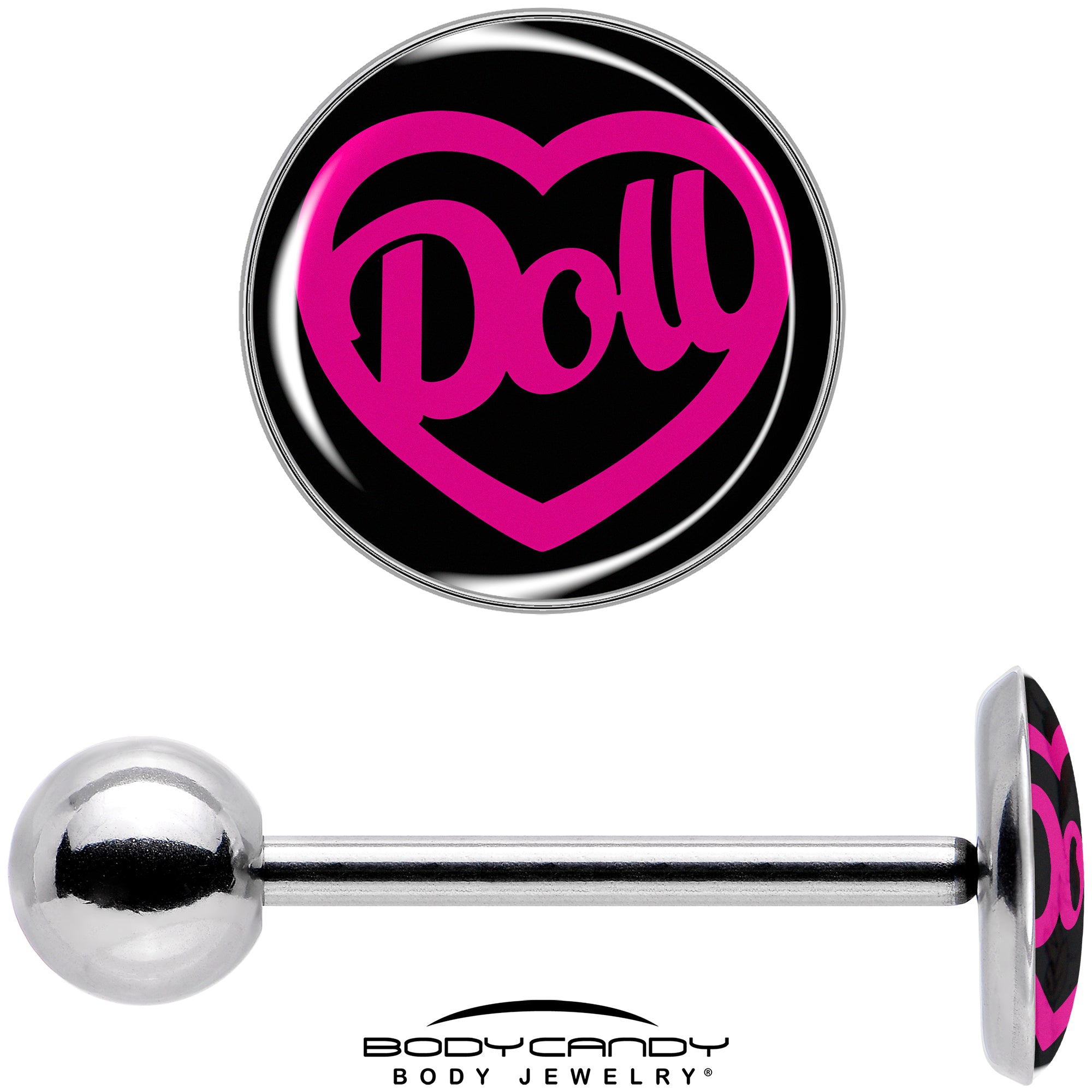 Hollow Heart Doll Word Barbell Tongue Ring