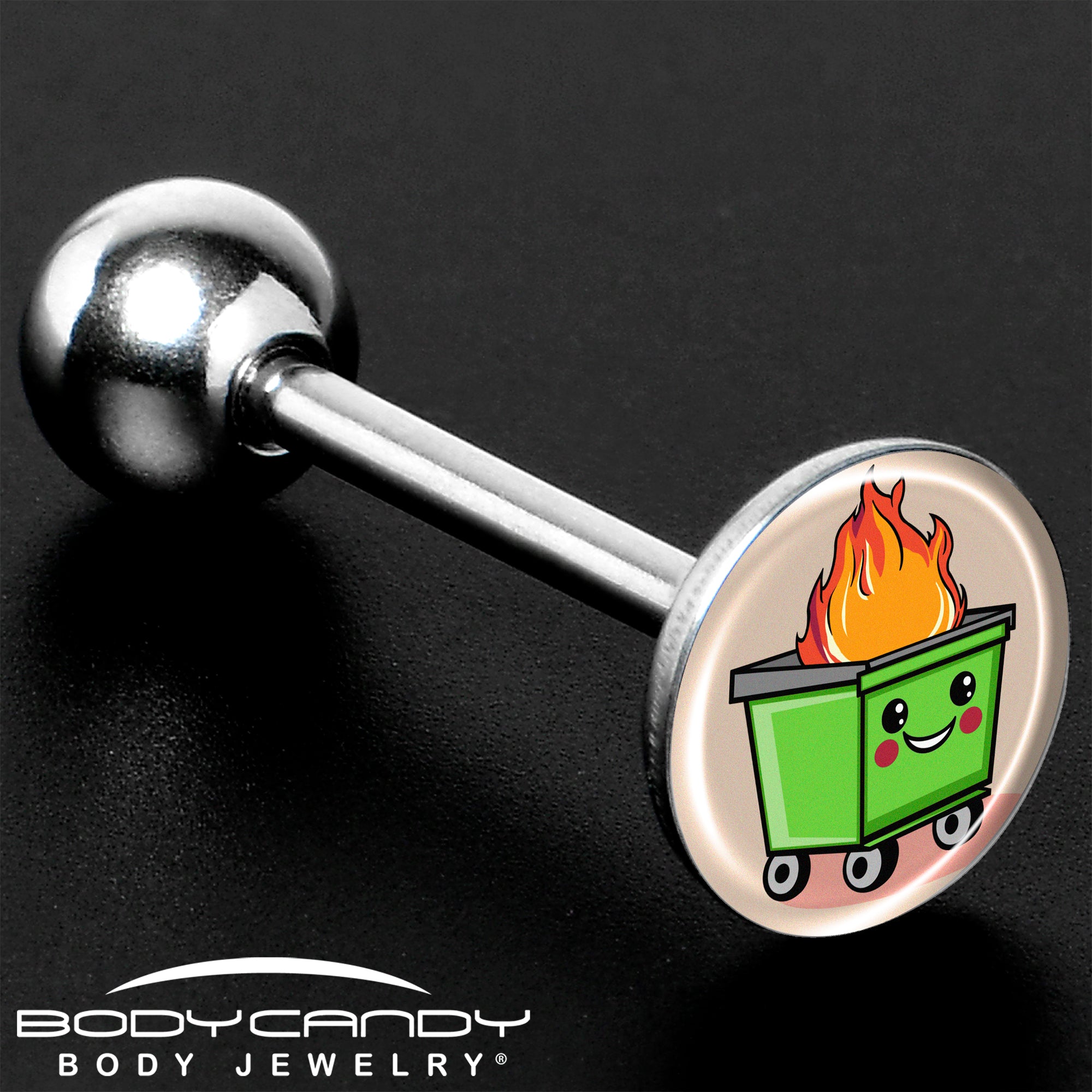 Dumpster Fire Barbell Tongue Ring Made in USA