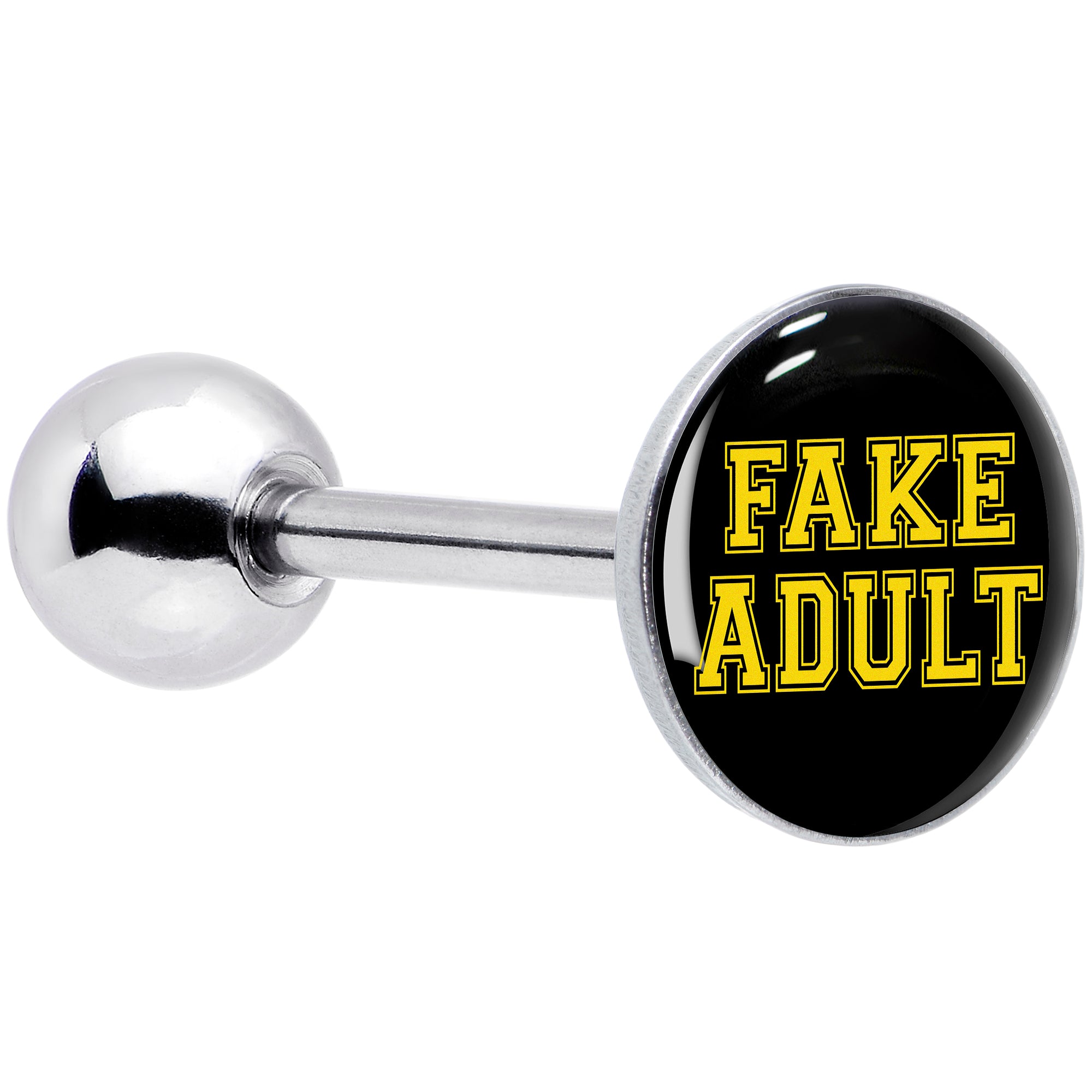 Black Yellow Fake Adult Barbell Tongue Ring