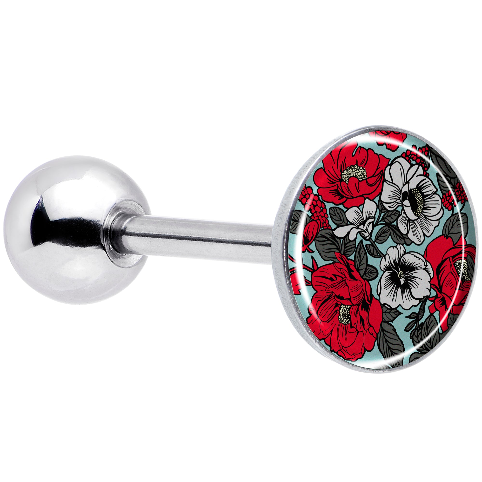 Blossom Creation Vibrant Bloom of Flowers Barbell Tongue Ring