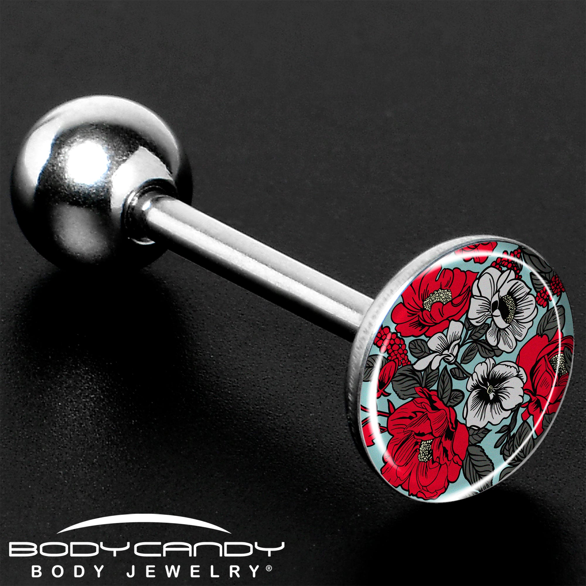 Blossom Creation Vibrant Bloom of Flowers Barbell Tongue Ring