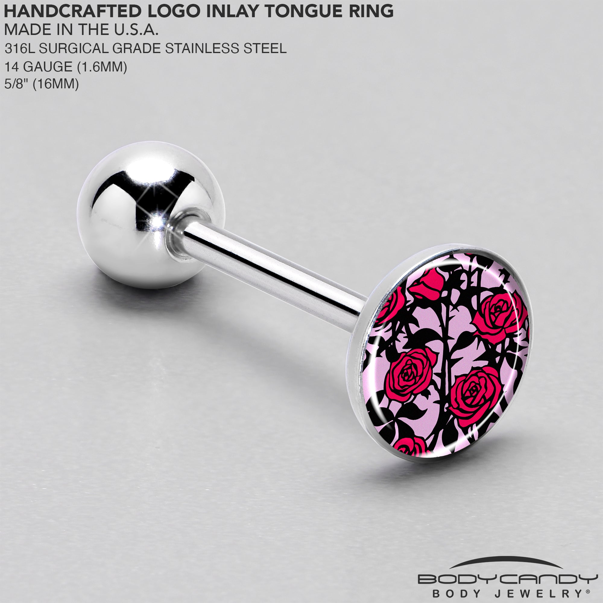 Blossom Creation Floral Love of Roses Barbell Tongue Ring