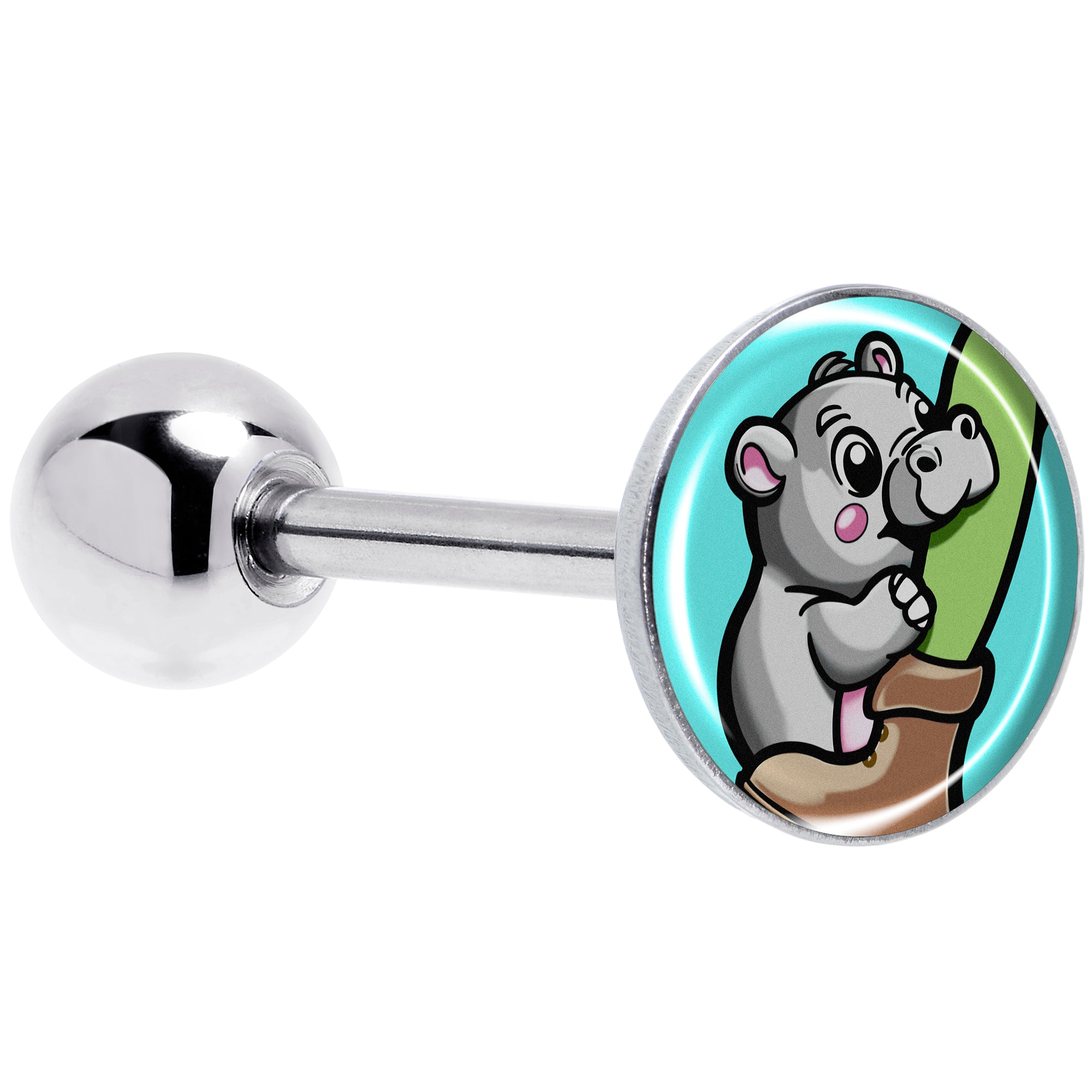 Cute baby hippo barbell tongue ring for piercing