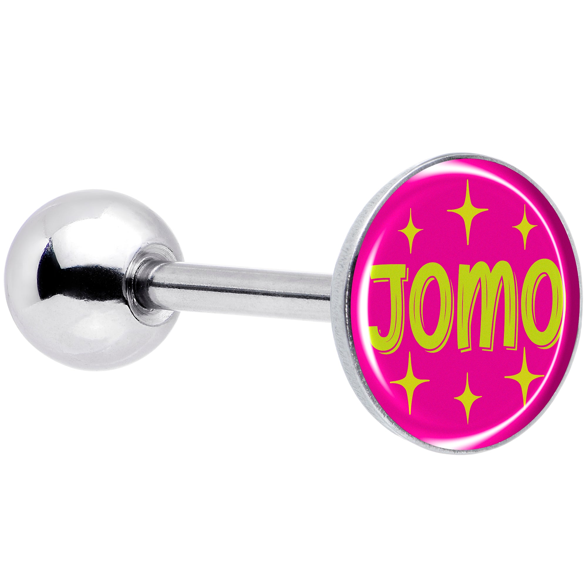 Pink JOMO Barbell Tongue Ring