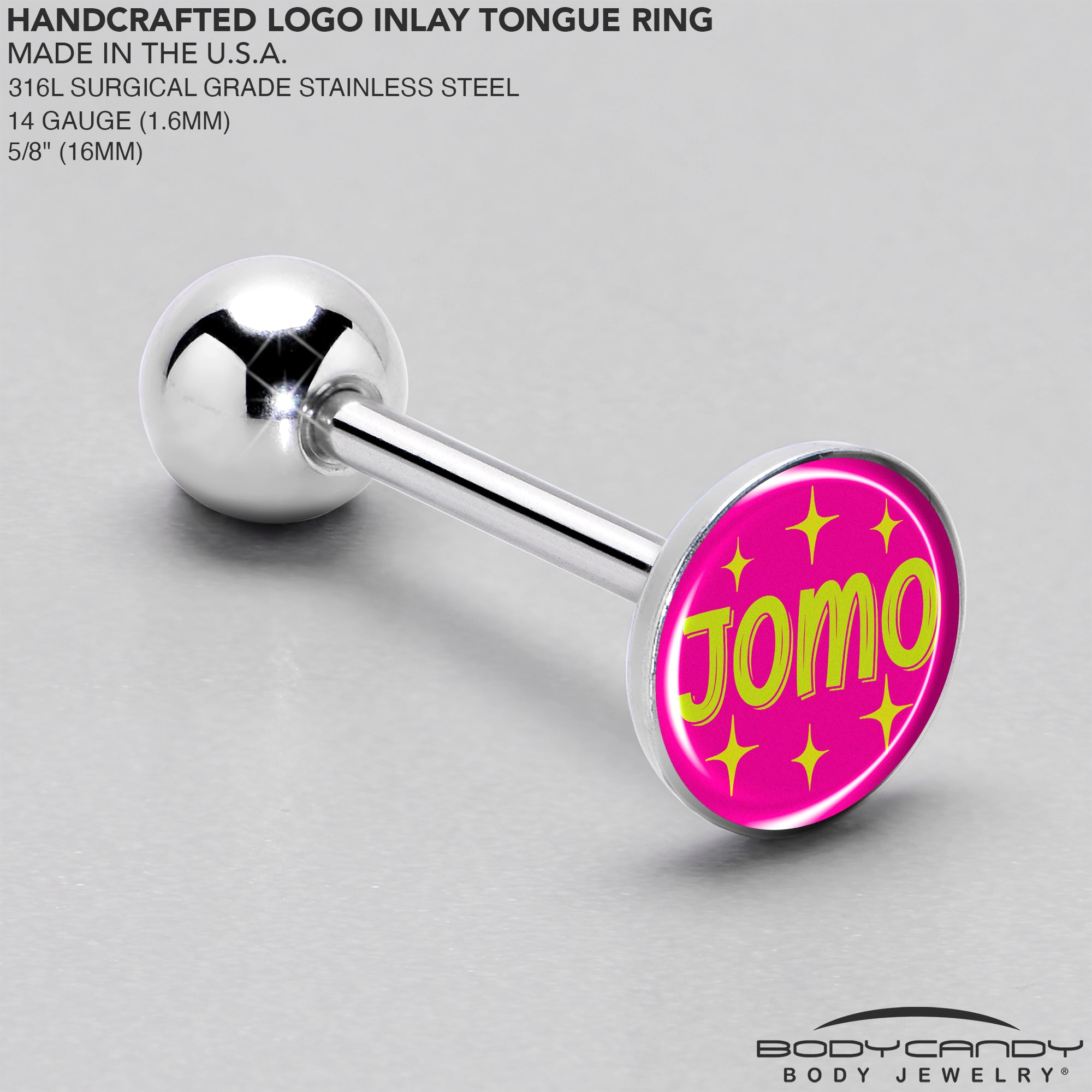 Pink JOMO Barbell Tongue Ring