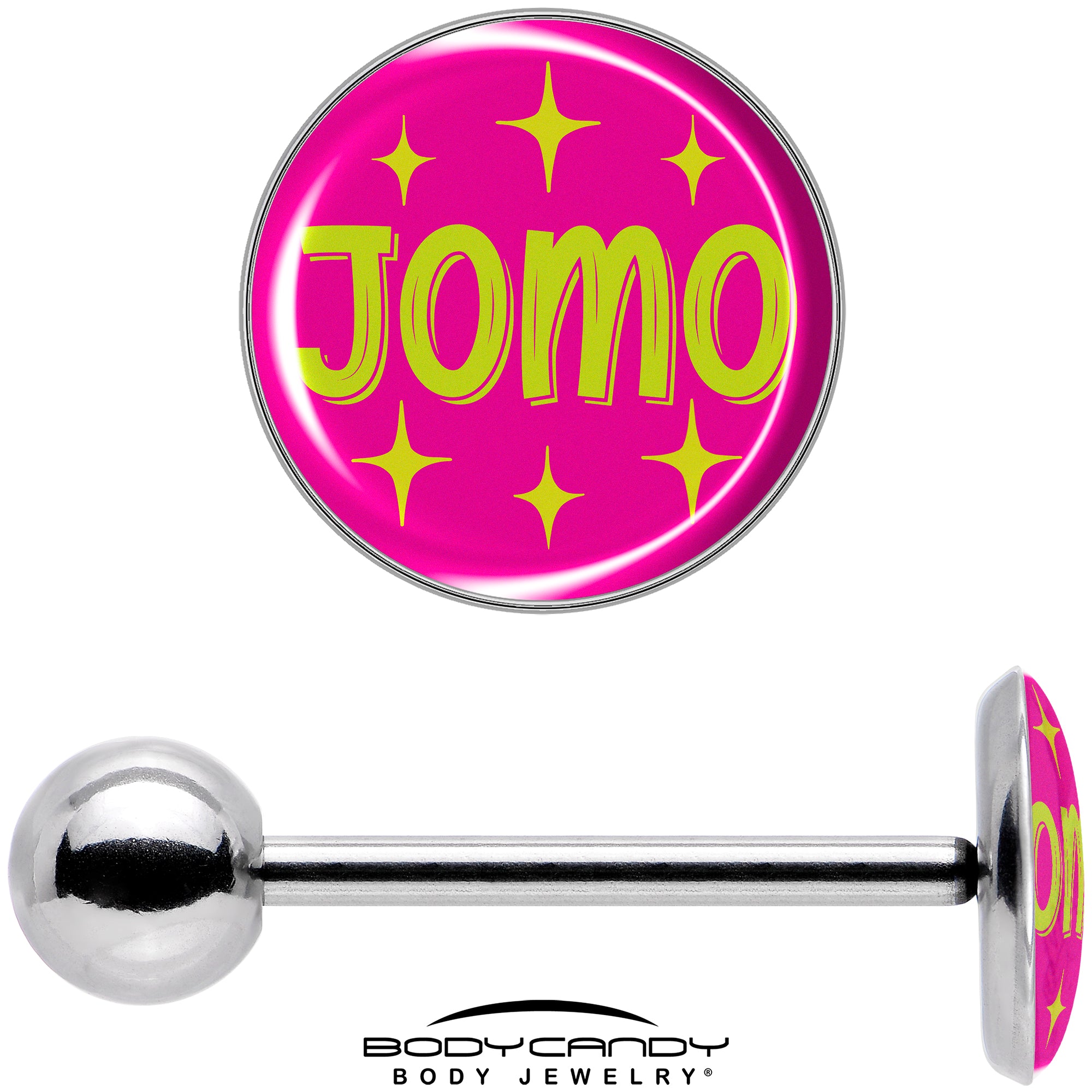 Pink JOMO Barbell Tongue Ring