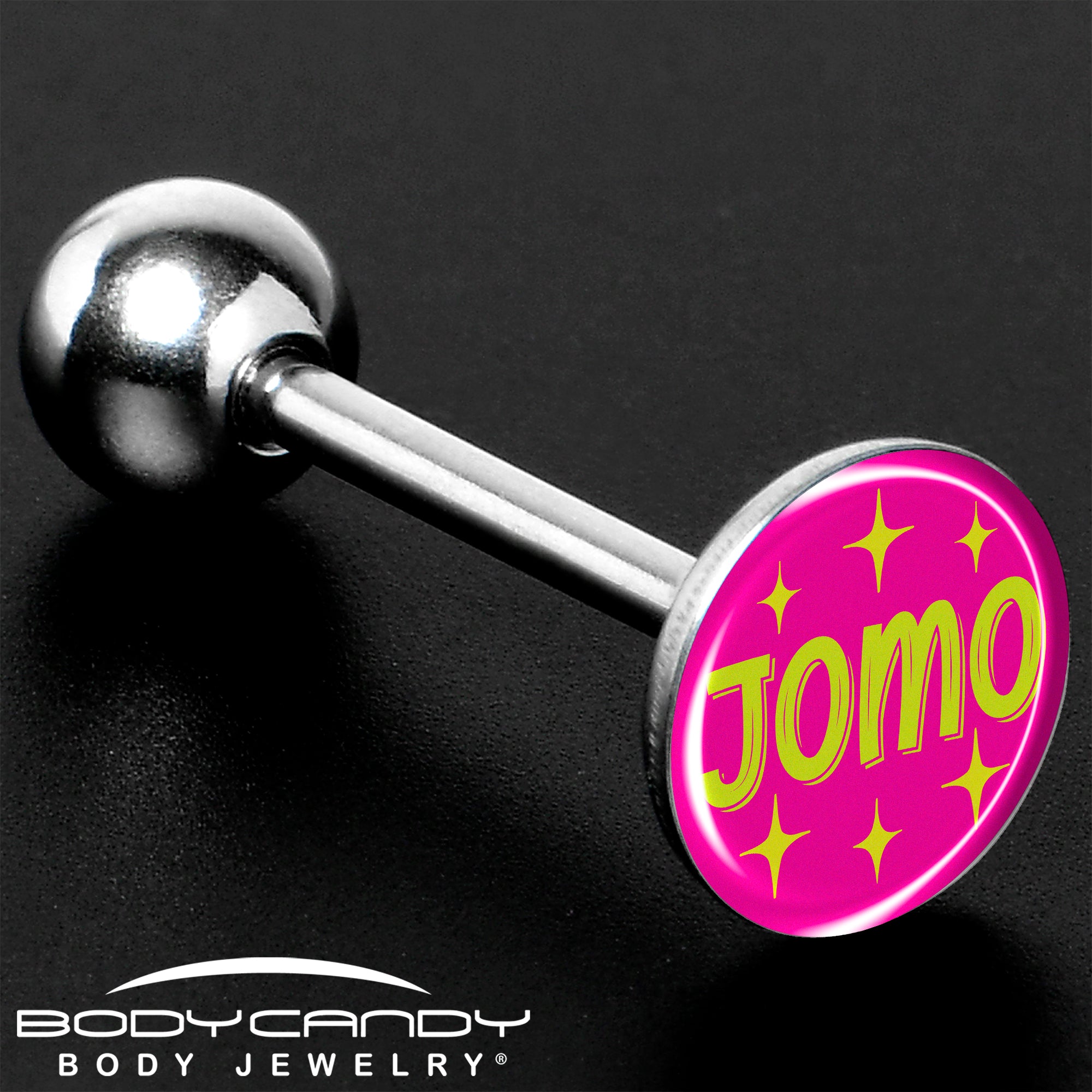 Pink JOMO Barbell Tongue Ring