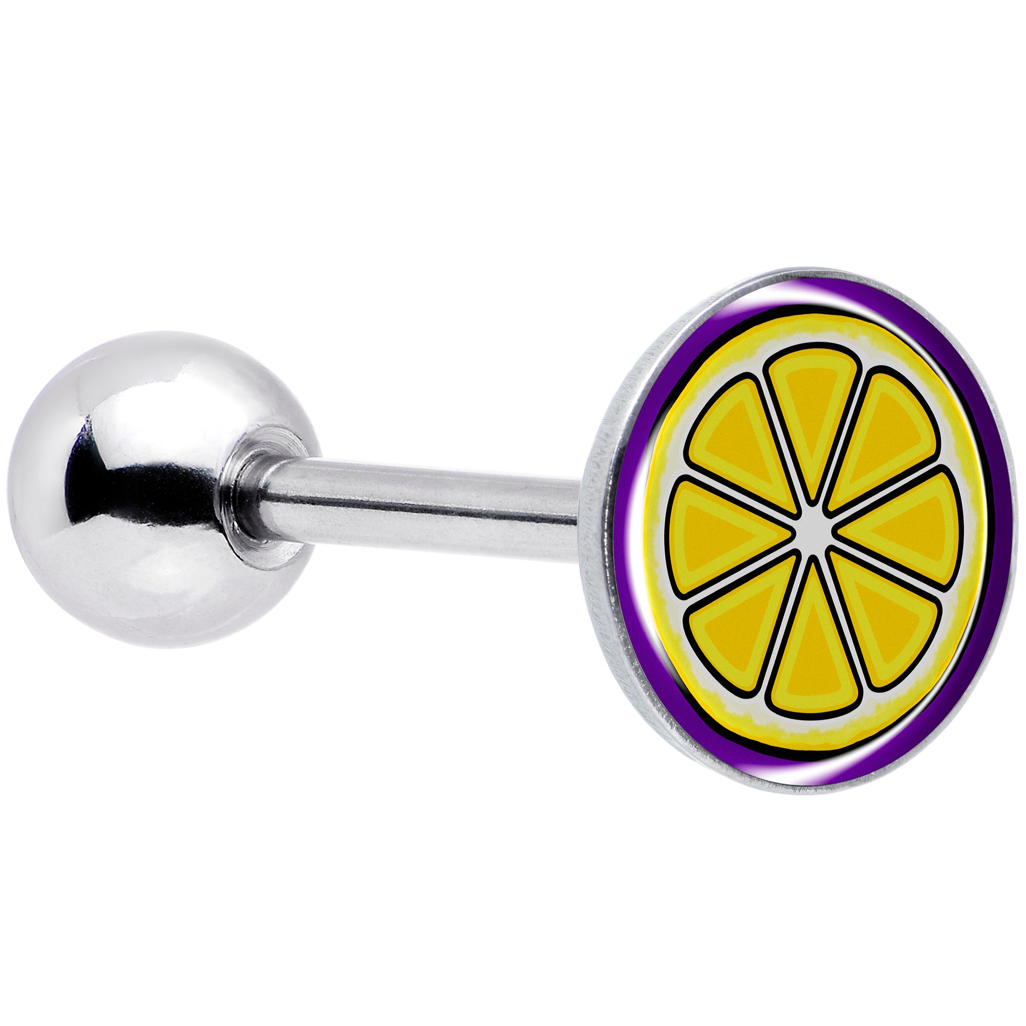 Yellow Slice of Lemon Barbell Tongue Ring