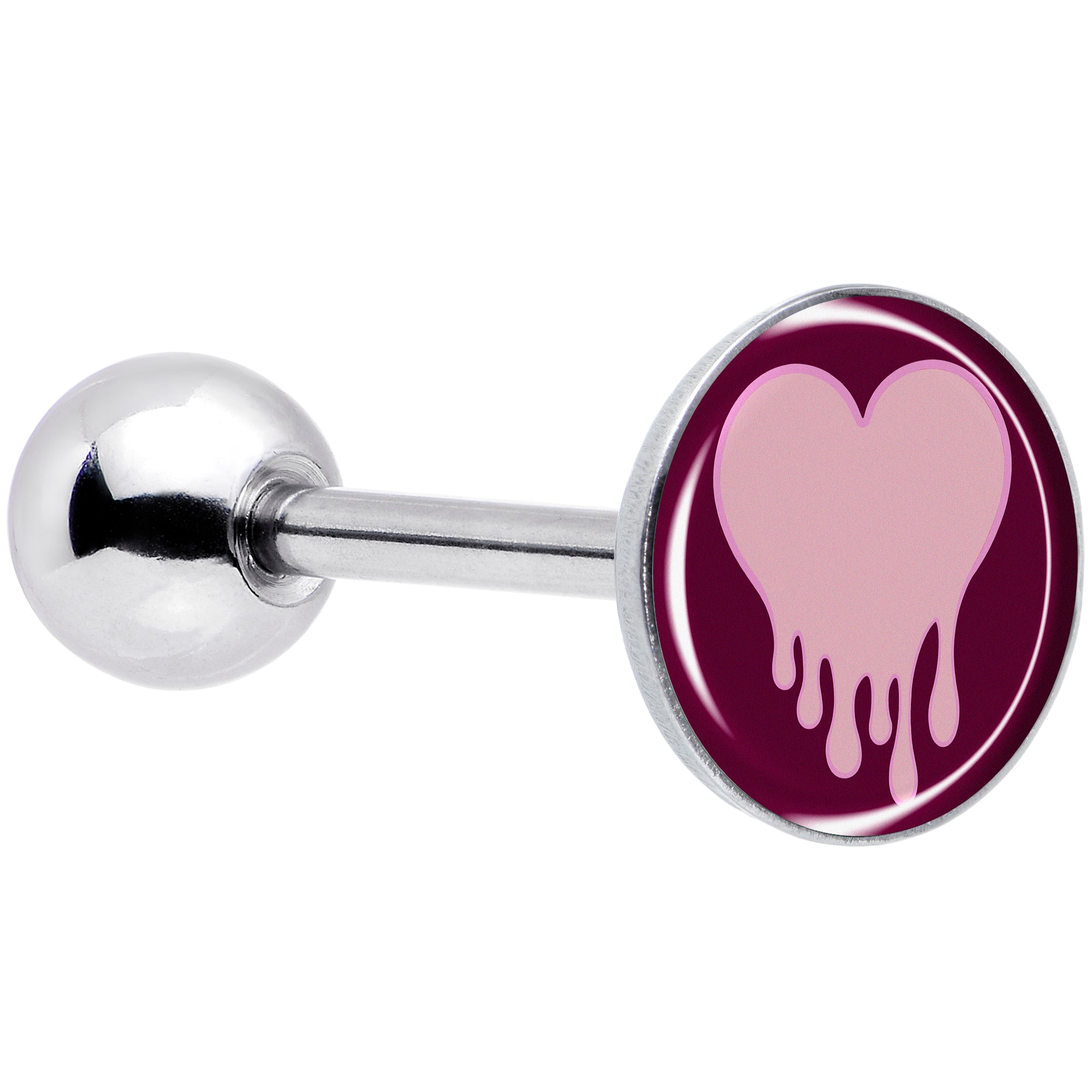 Pinkish Melting Heart Barbell Tongue Ring