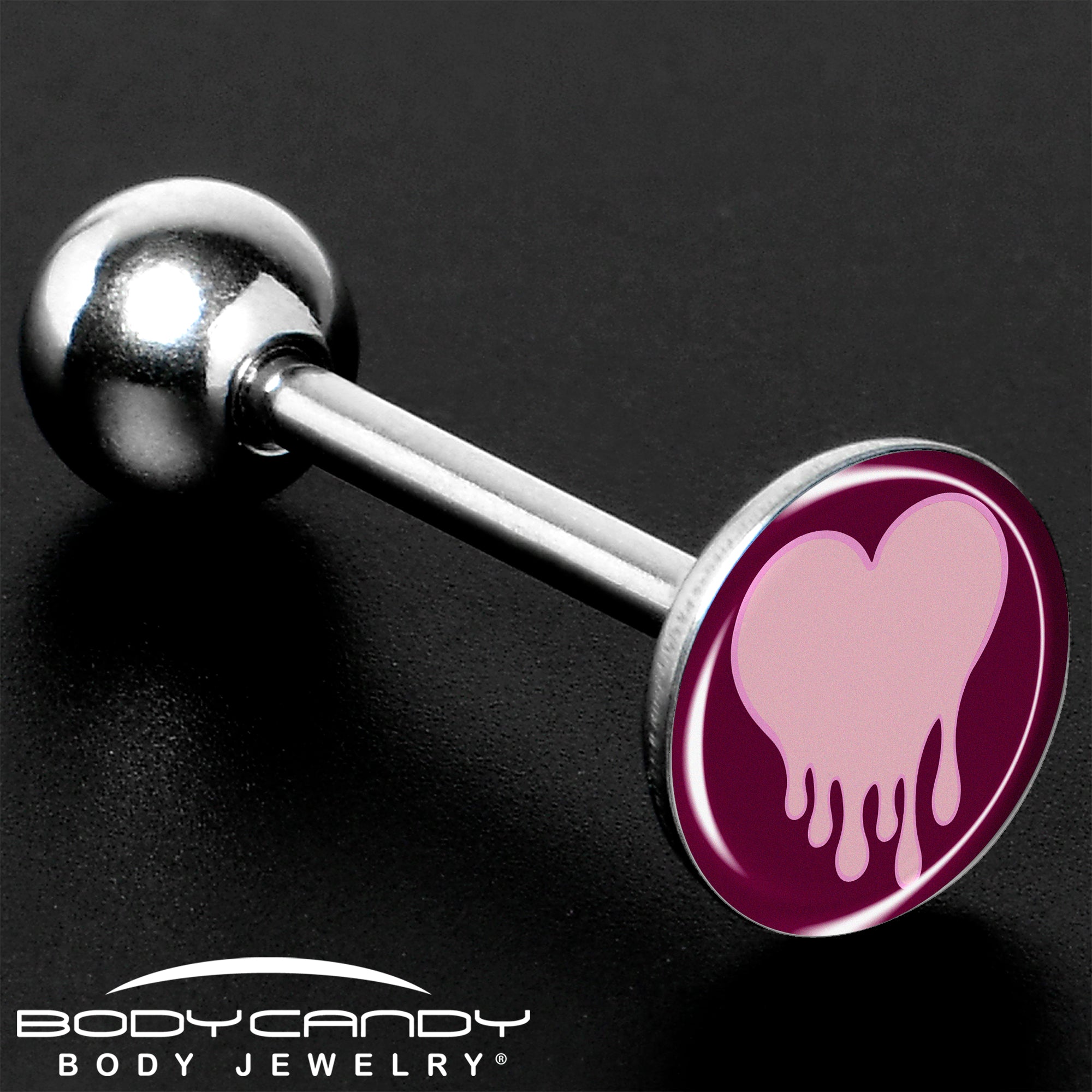 Pinkish Melting Heart Barbell Tongue Ring