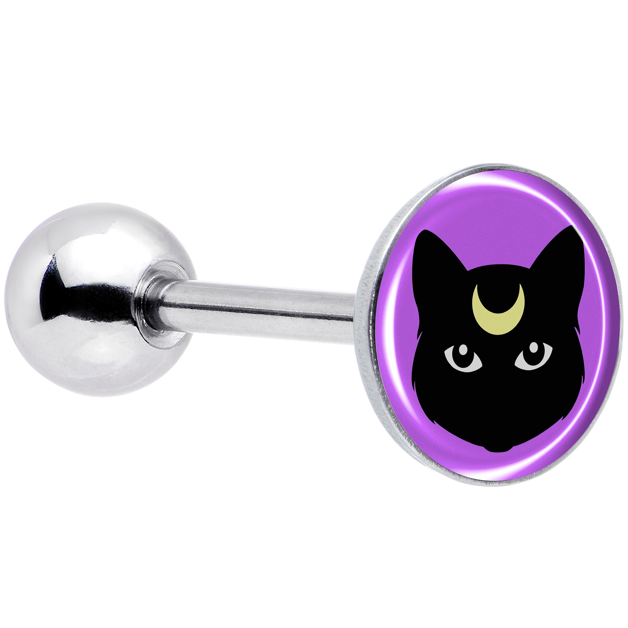 Black Mystic Kitty Cat Barbell Tongue Ring