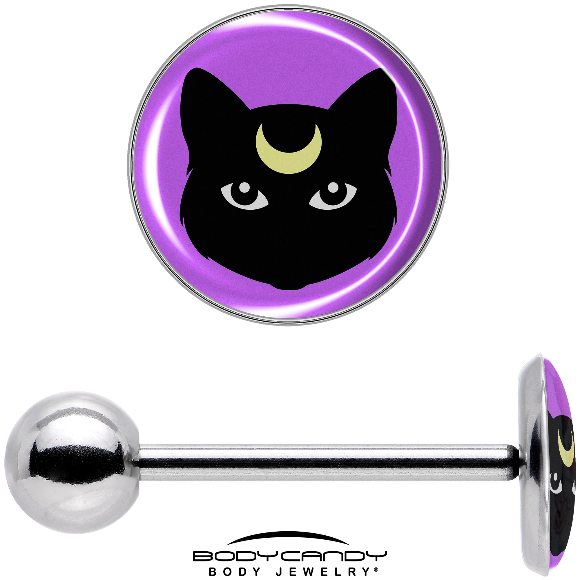 Black Mystic Kitty Cat Barbell Tongue Ring