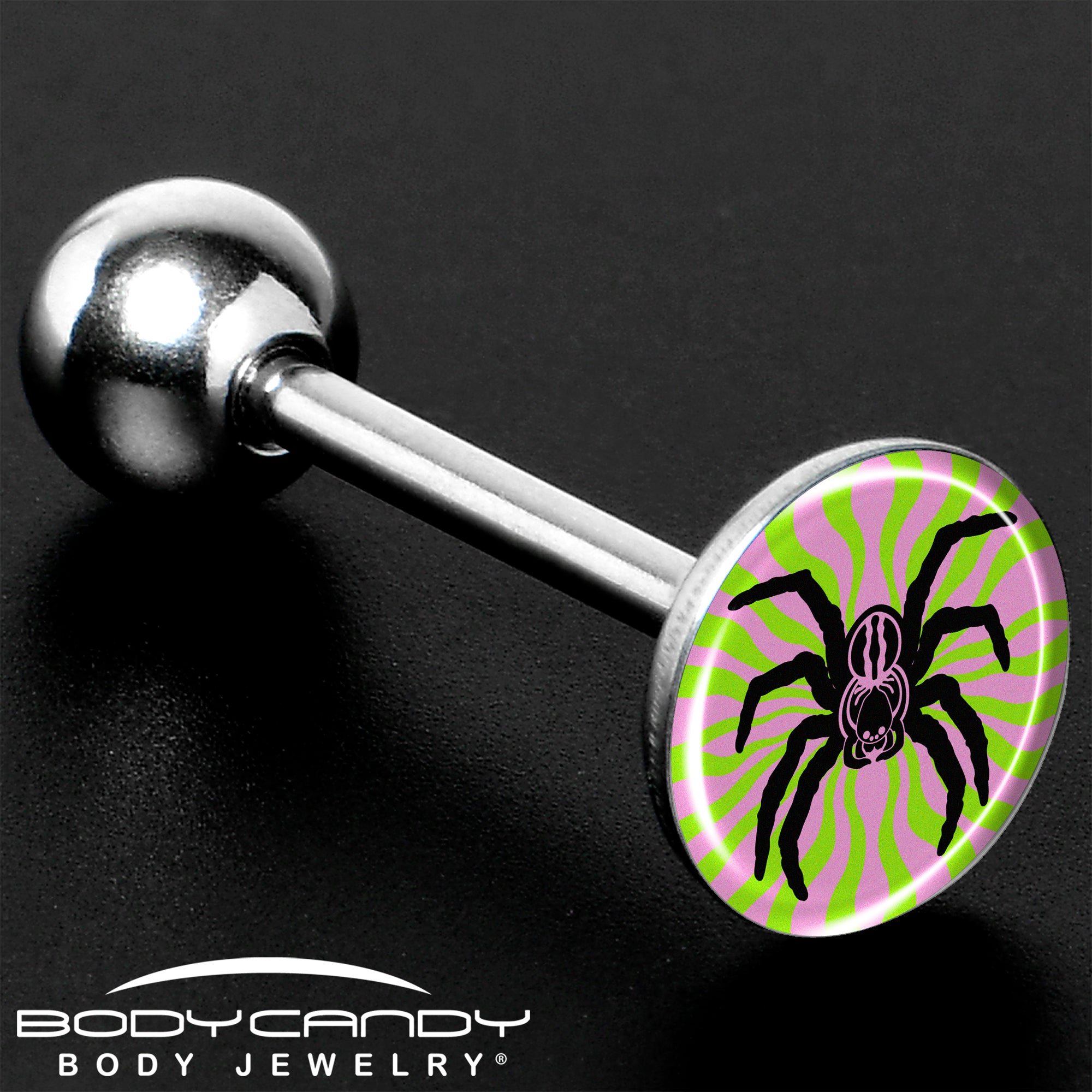 Psychedelic Spider Barbell Tongue Ring Made in USA