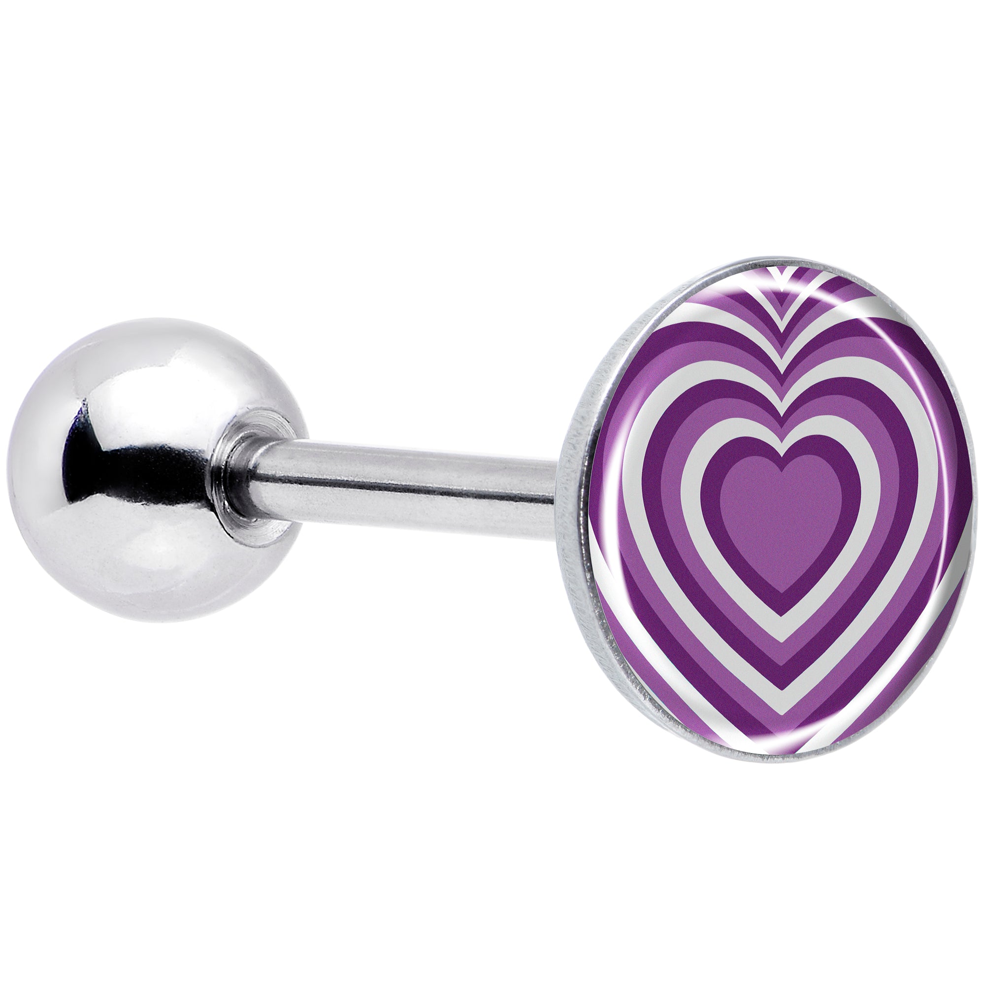 Purple Retro Heart Barbell Tongue Ring