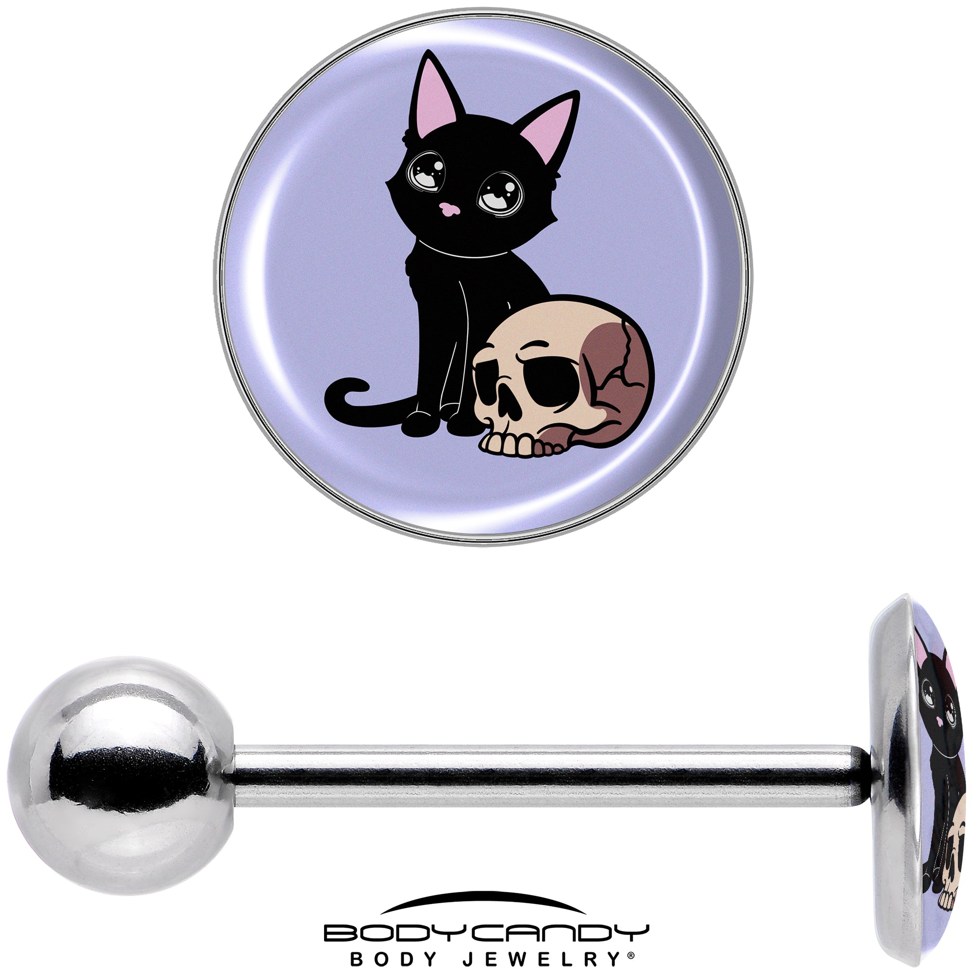 Skull Cat Barbell Tongue Ring