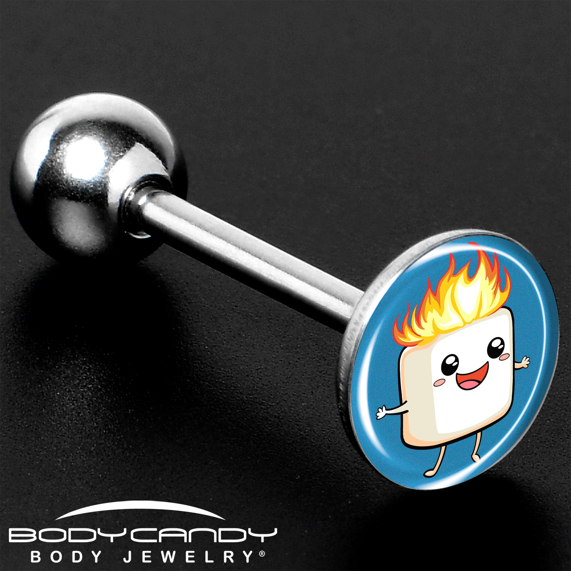 Burning Marshmallow Barbell Tongue Ring Made in USA