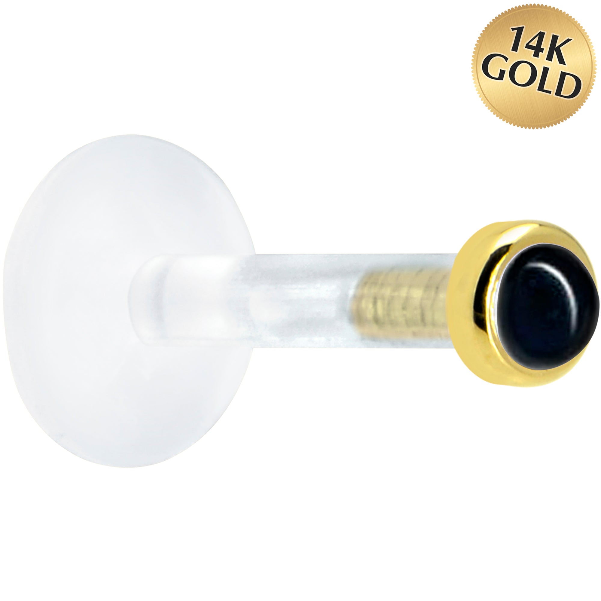 Solid 14KT Yellow Gold 2mm Genuine Onyx Bioplast Push in Monroe